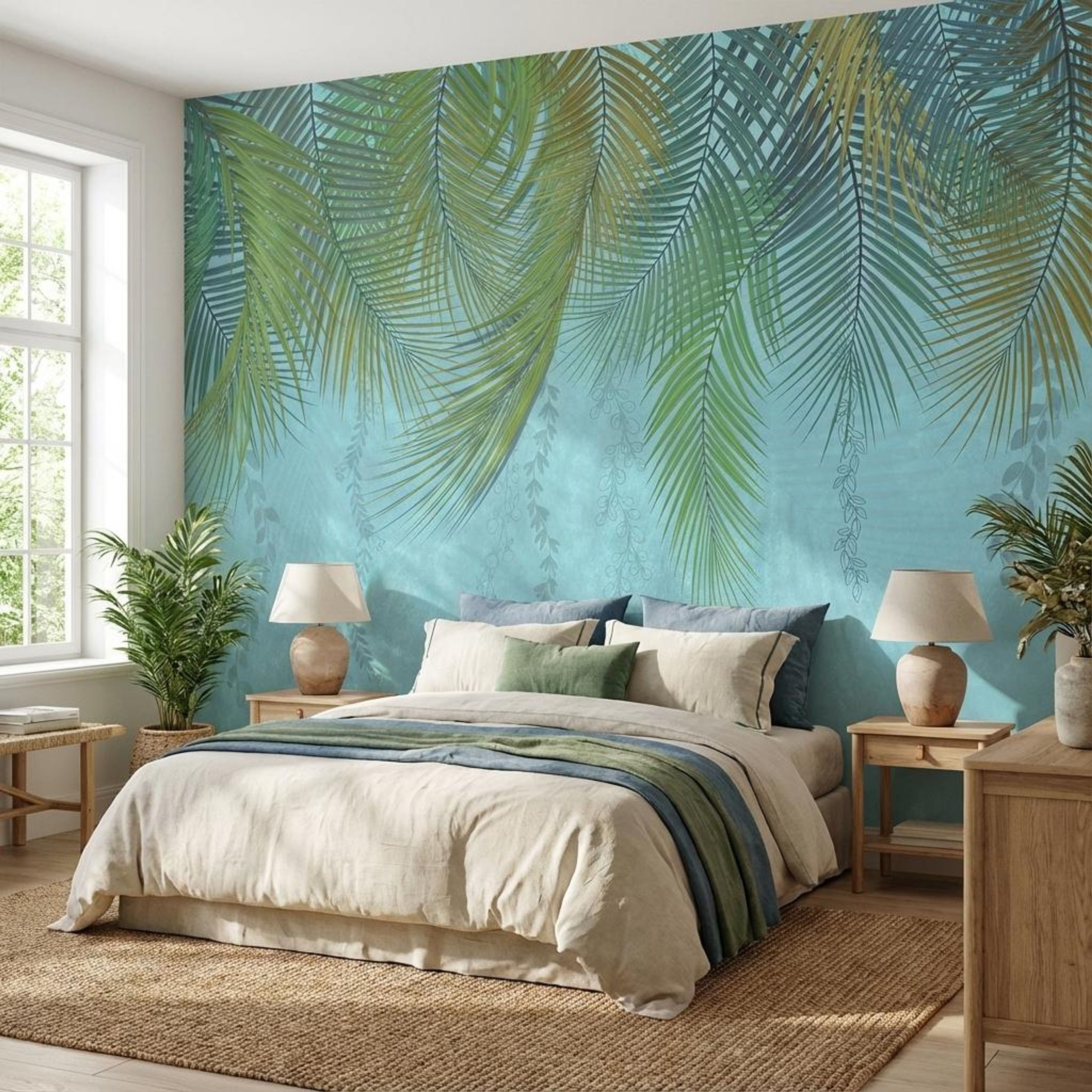 Falling Leaves Breeze Blue, Botanical Tales, Wallpaper, 58 sft