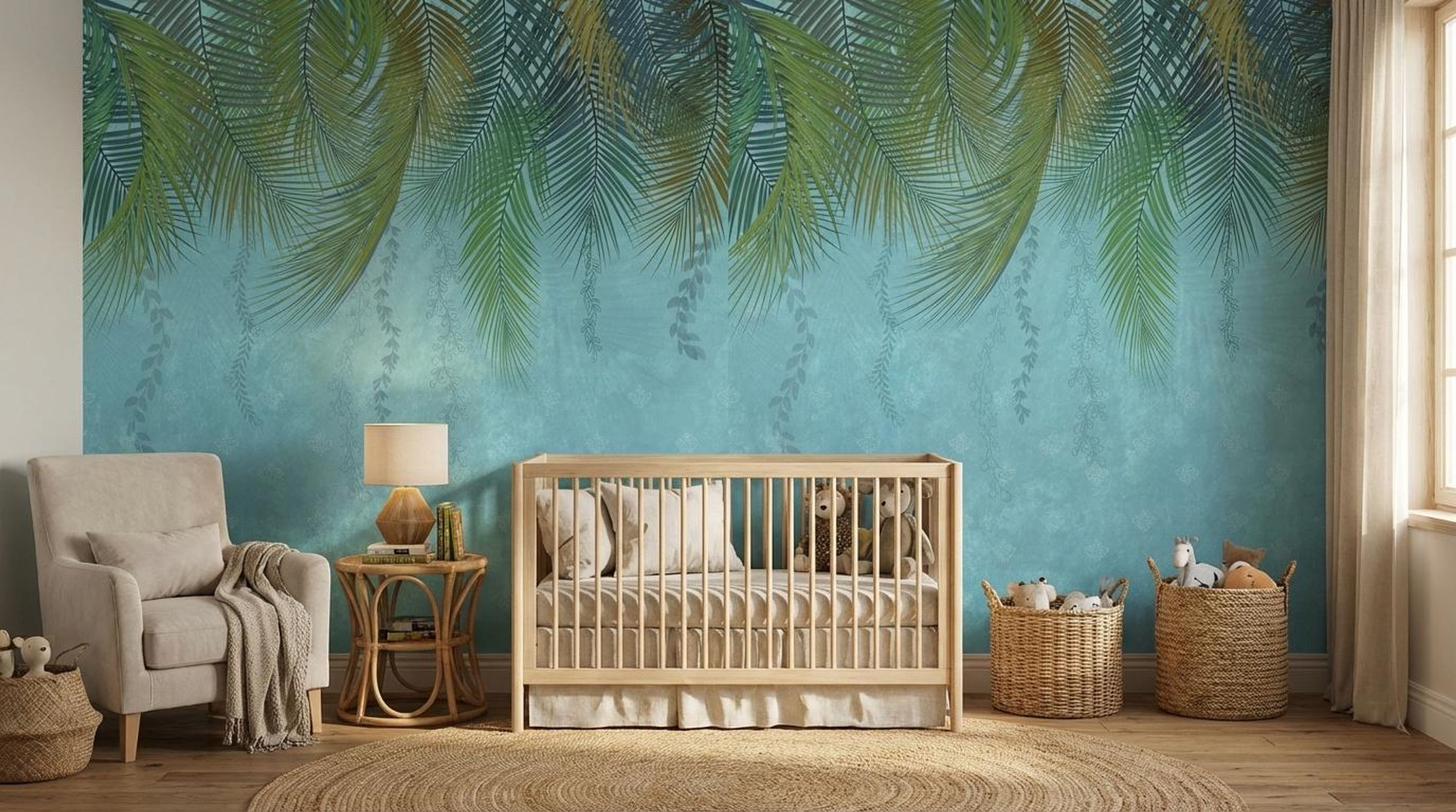 Falling Leaves Breeze Blue, Botanical Tales, Wallpaper, 58 sft