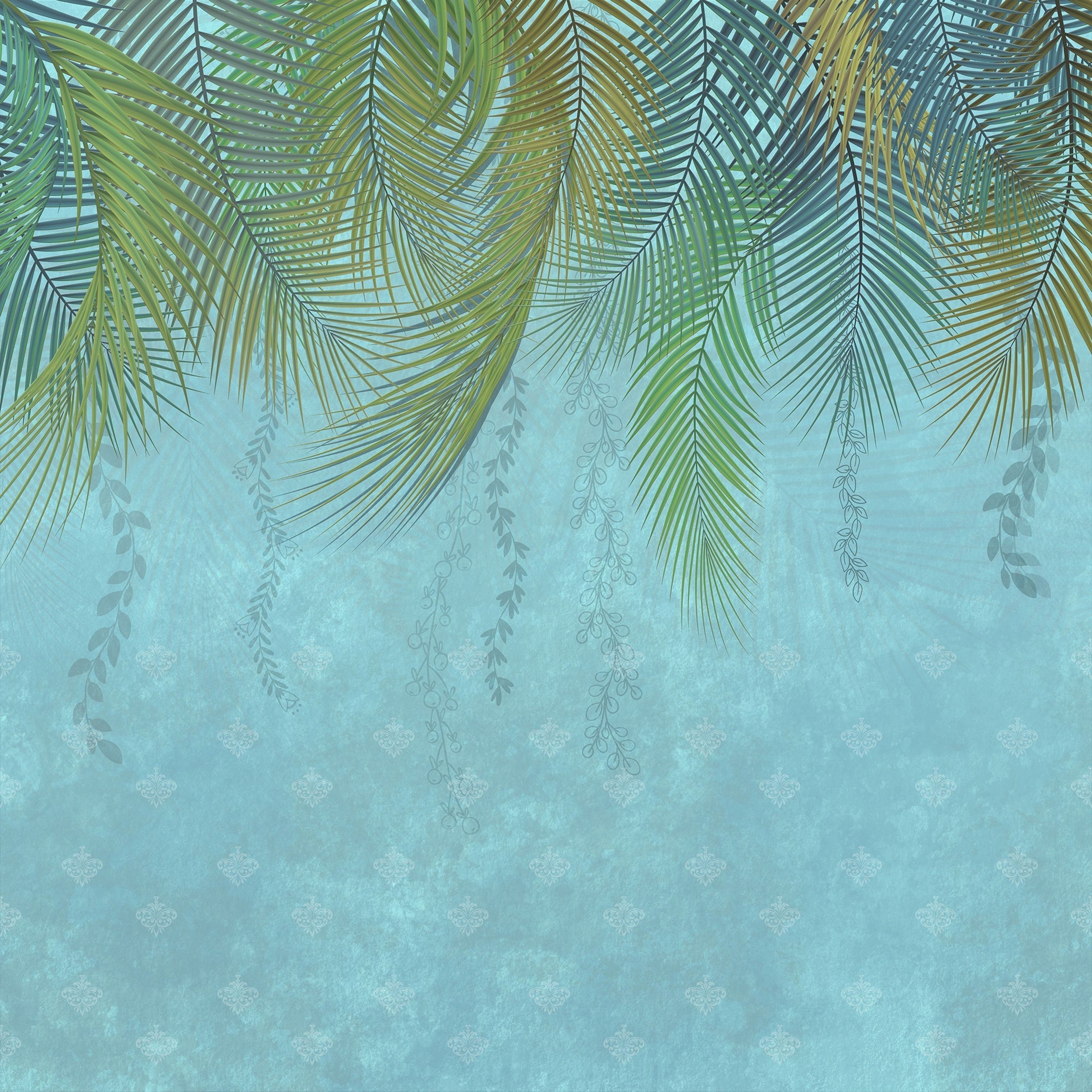 Falling Leaves Breeze Blue, Botanical Tales, Wallpaper, 58 sft