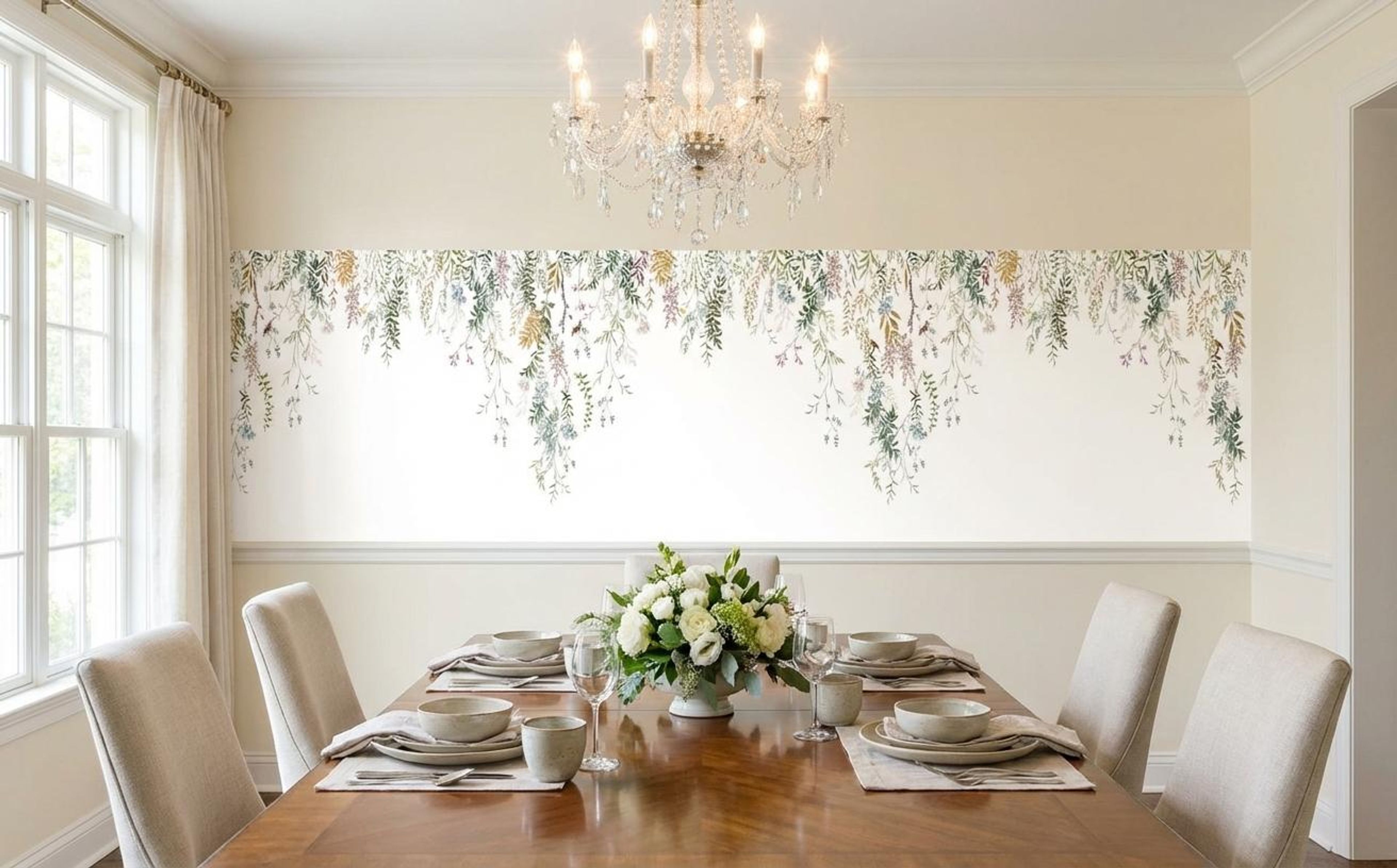 White Whispering Fall, Botanical Tales, Wallpaper, 54 sft