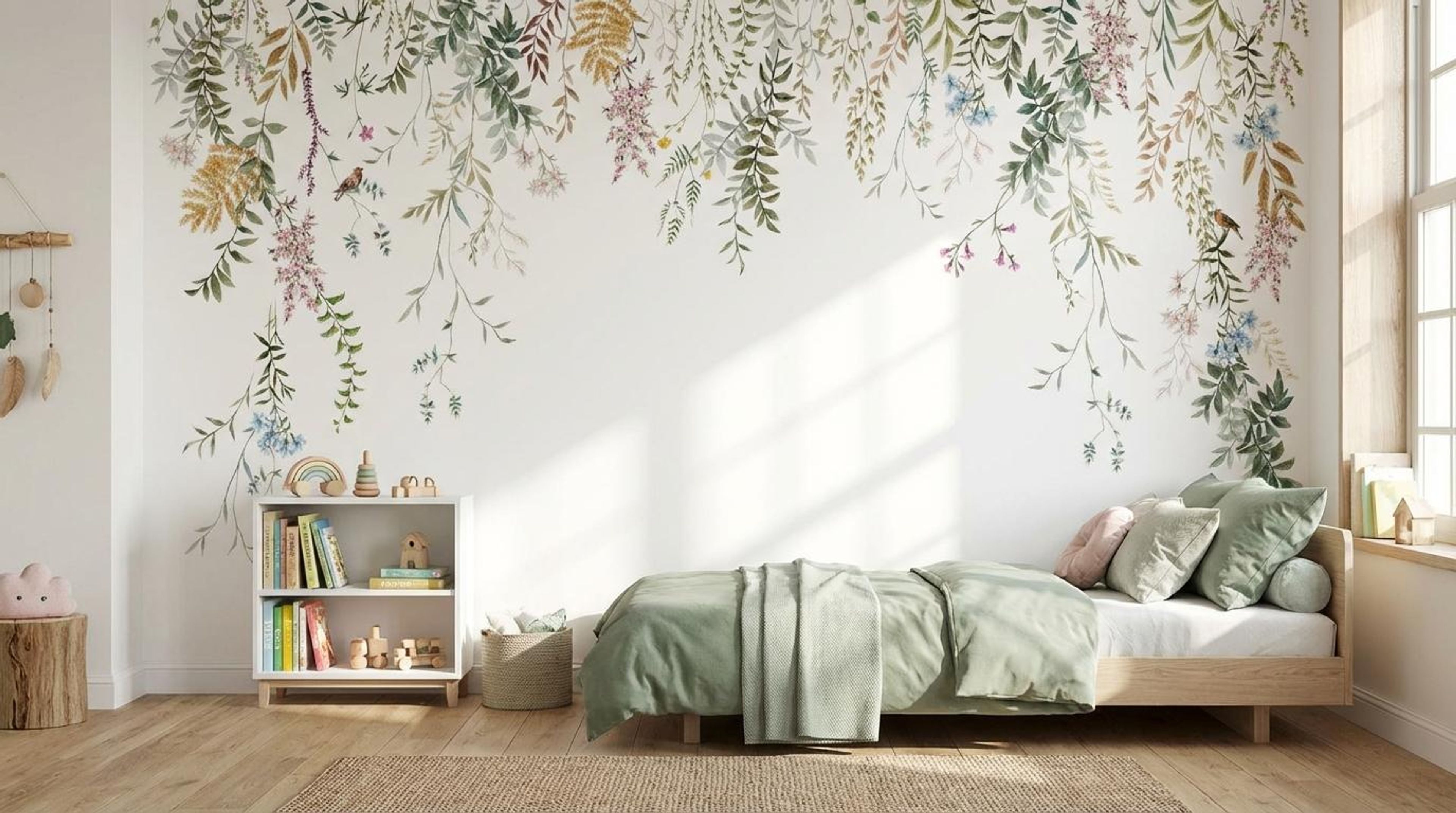 White Whispering Fall, Botanical Tales, Wallpaper, 54 sft