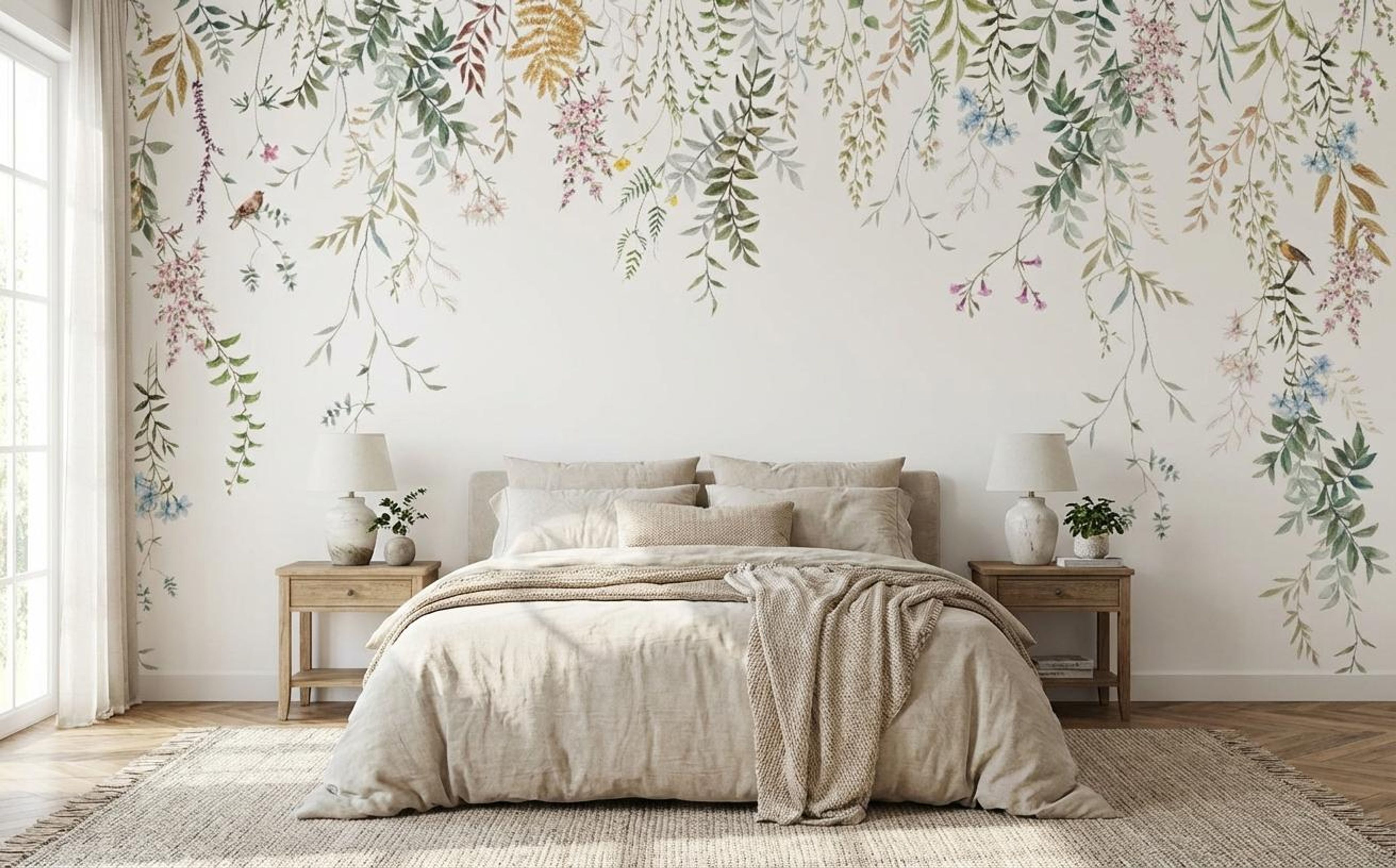 White Whispering Fall, Botanical Tales, Wallpaper, 54 sft