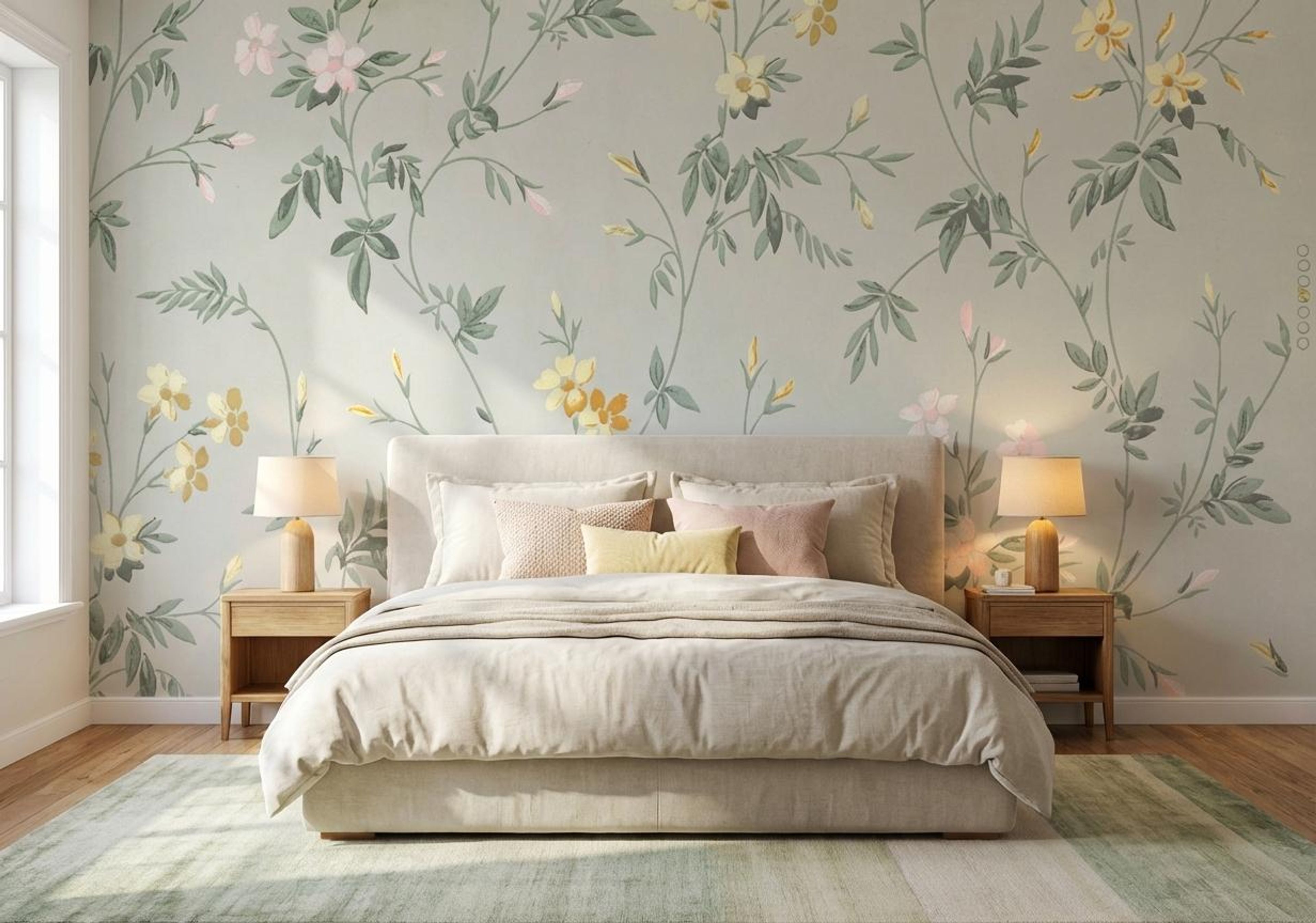 Leaf & Blossom Cascade Soft , Botanical Tales, Wallpaper, 54 sft