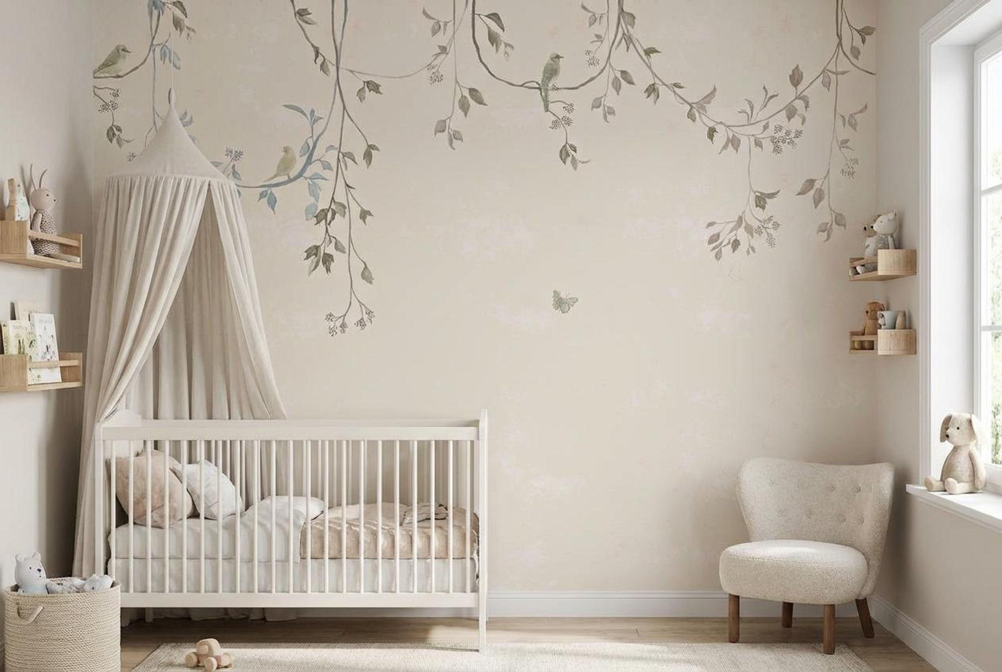 Soft Fall Symphony Off White, Botanical Tales, Wallpaper, 54 sft