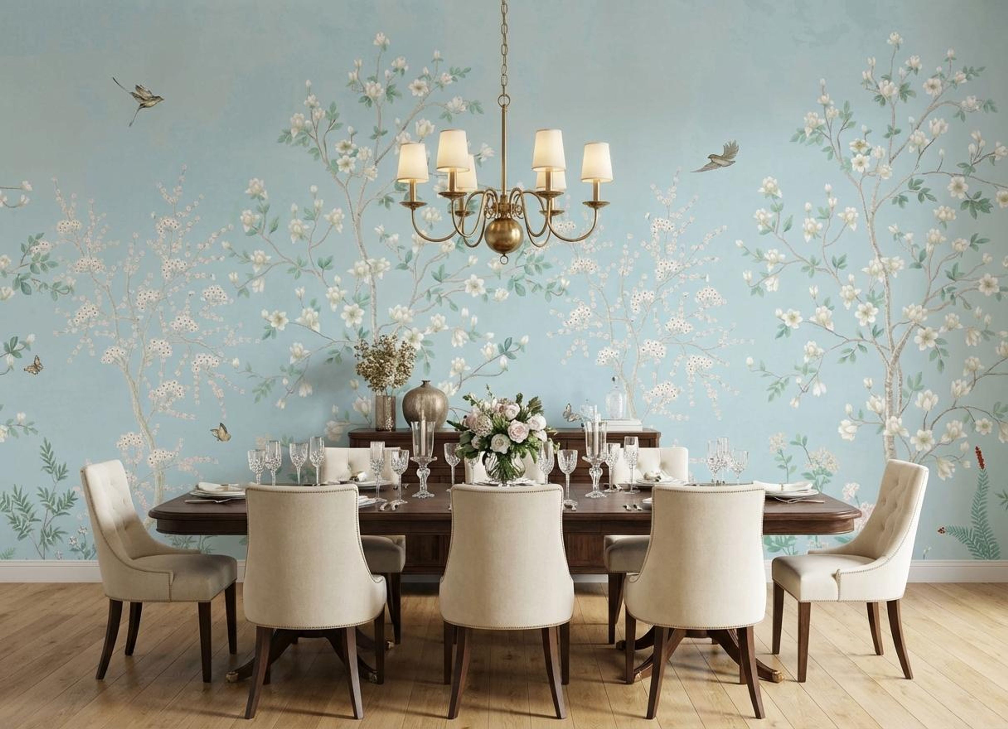 Blossom Symphony Blue, Botanical Tales, Wallpaper, 54 sft