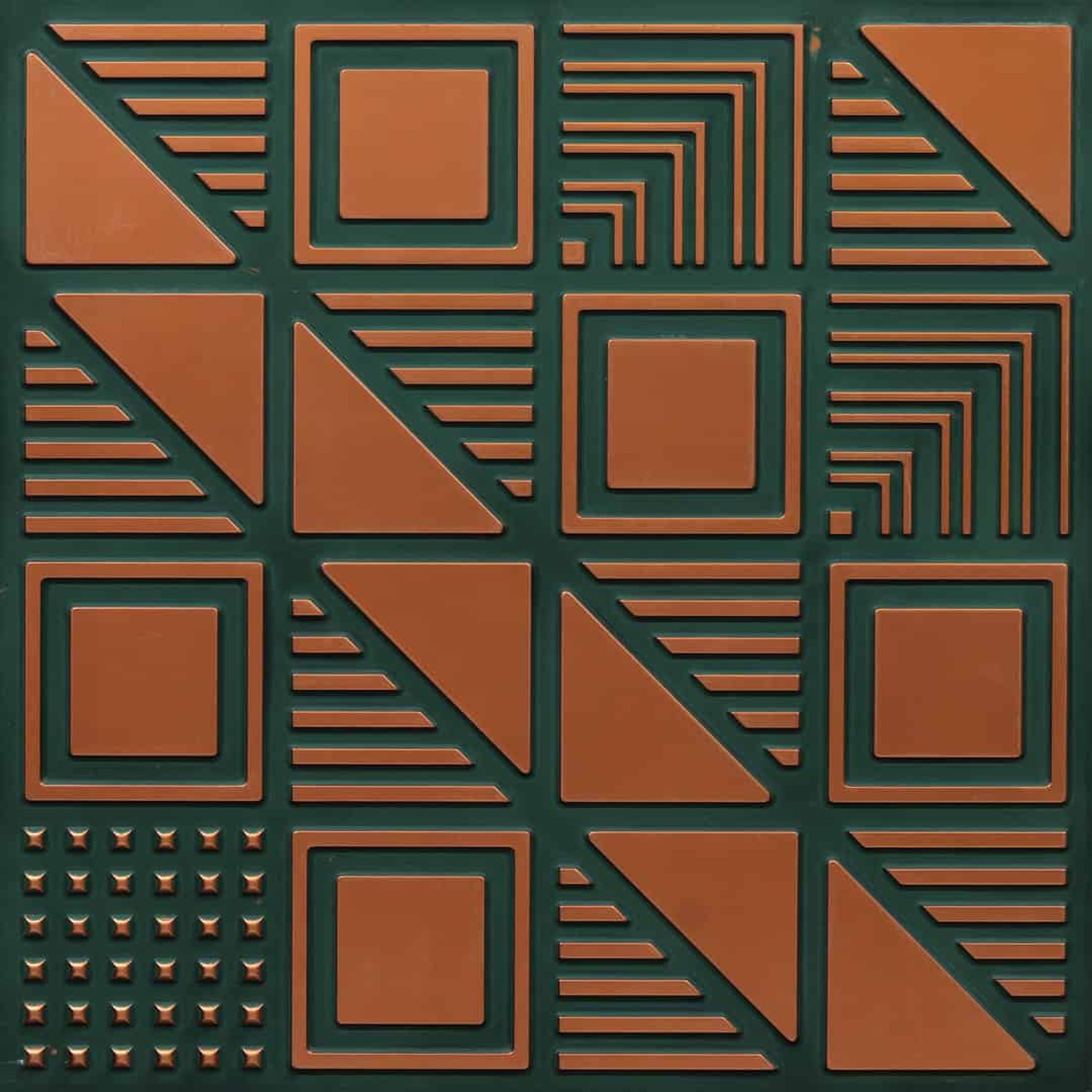 Regal Royal Green - Greek Geometric - Green, Black - Decorative Ceiling Panel - 2 ft x 2 ft