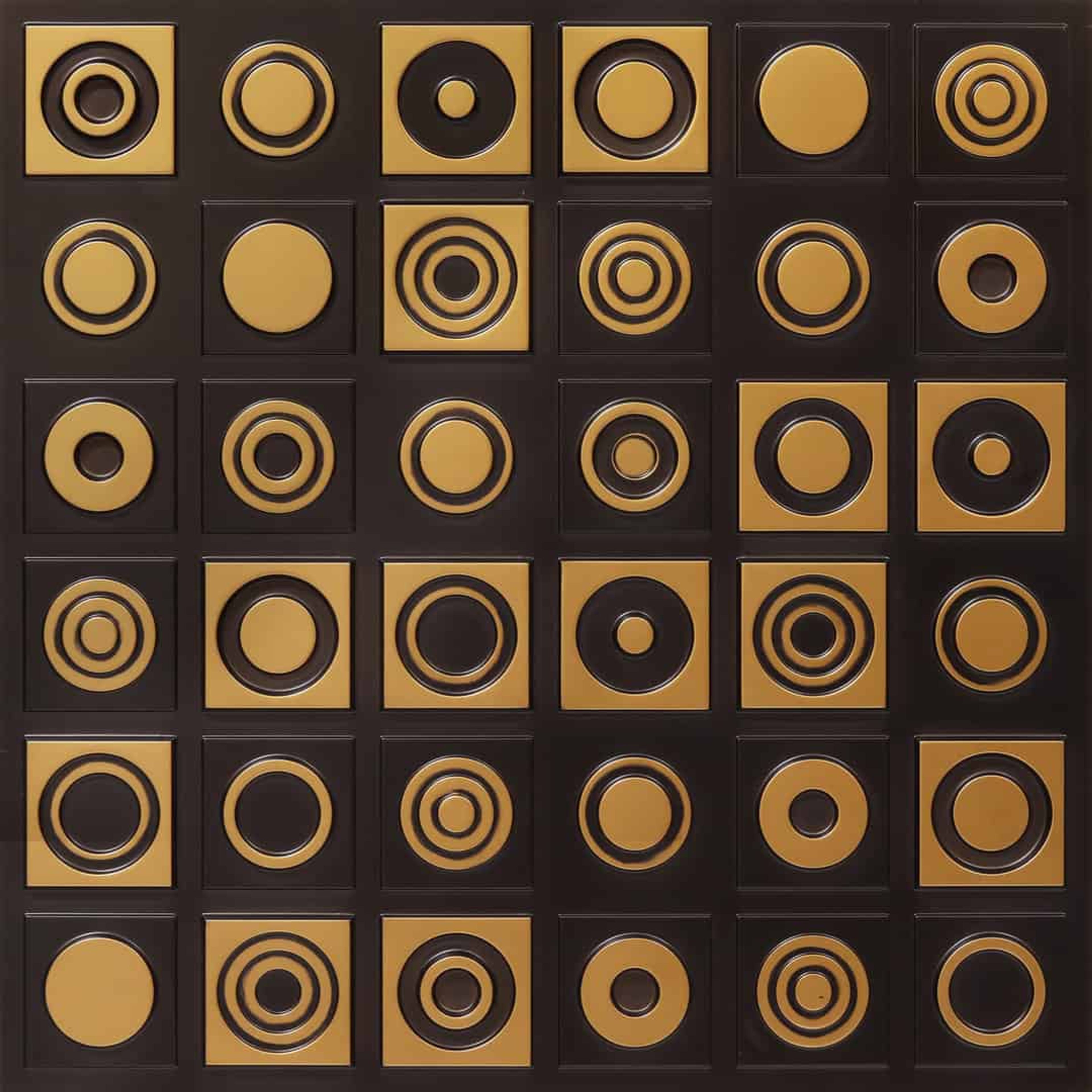 Antique Gold Brushed - Greek Geometric - Gold, Brown - Decorative Ceiling Panel - 2 ft x 2 ft