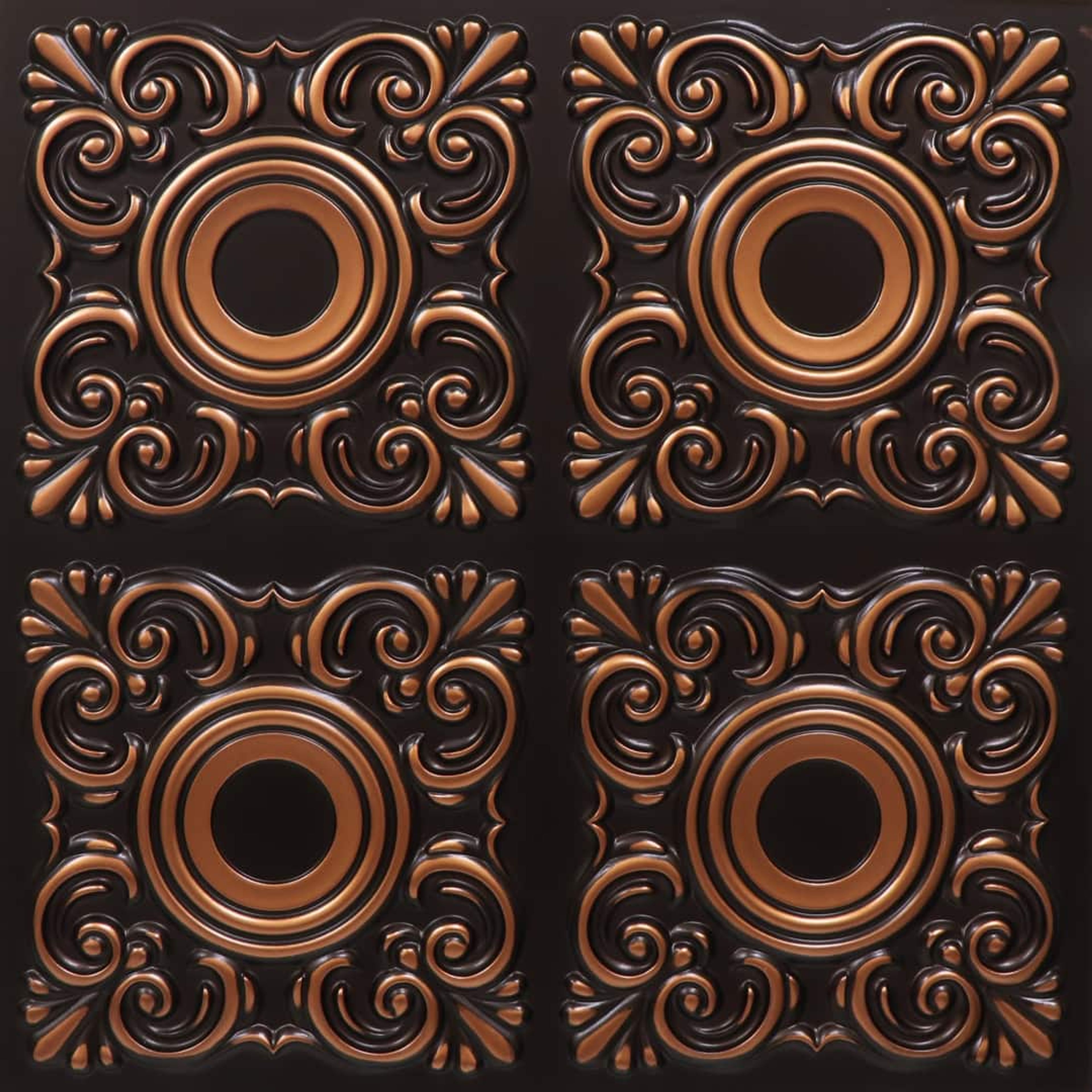 Antique Copper Brushed - Baali Botanical - Copper, Bronze - Decorative Ceiling Panel - 2 ft x 2 ft