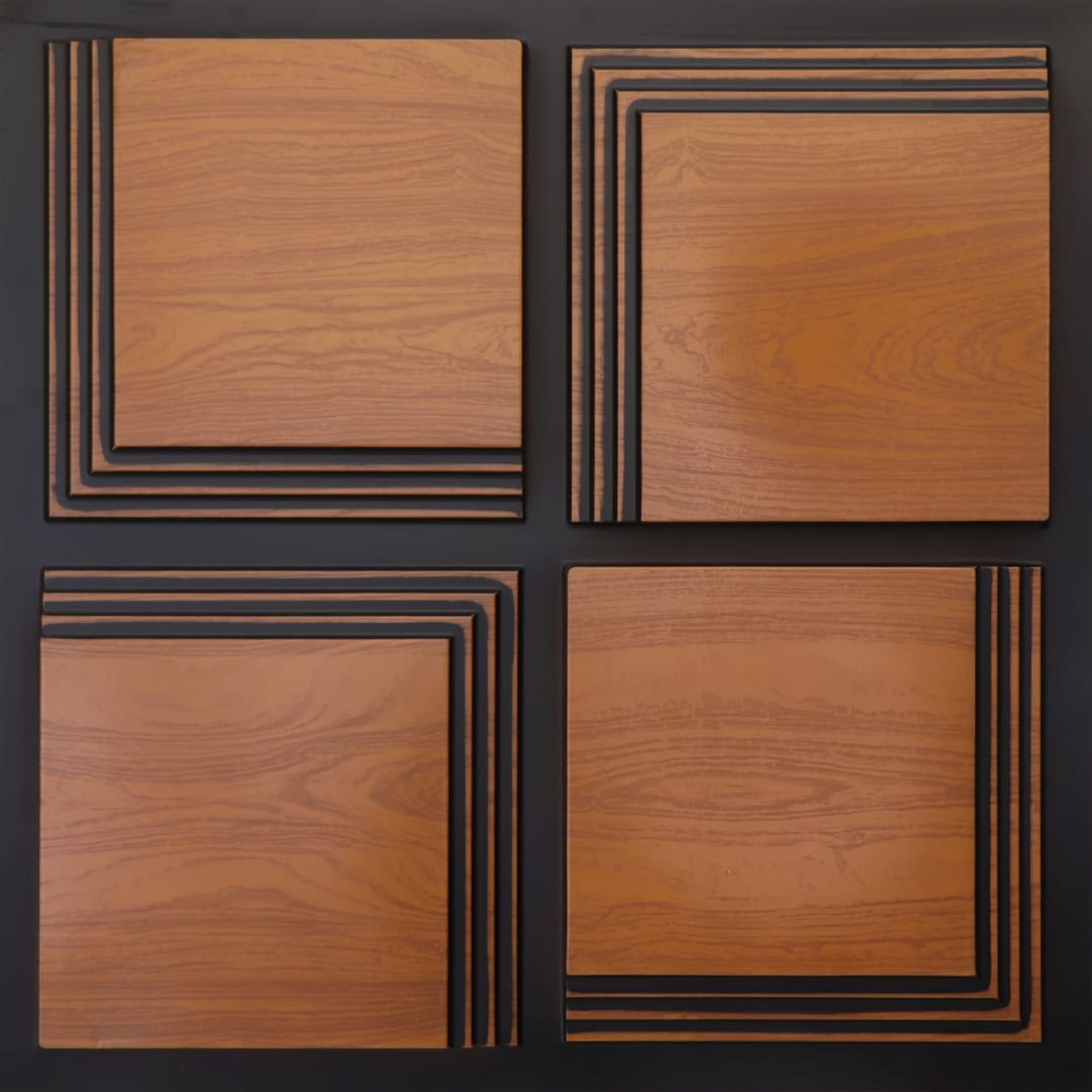 Cast Antique Teakwood - Greek Geometric - Brown, Bronze - Decorative Ceiling Panel - 2 ft x 2 ft