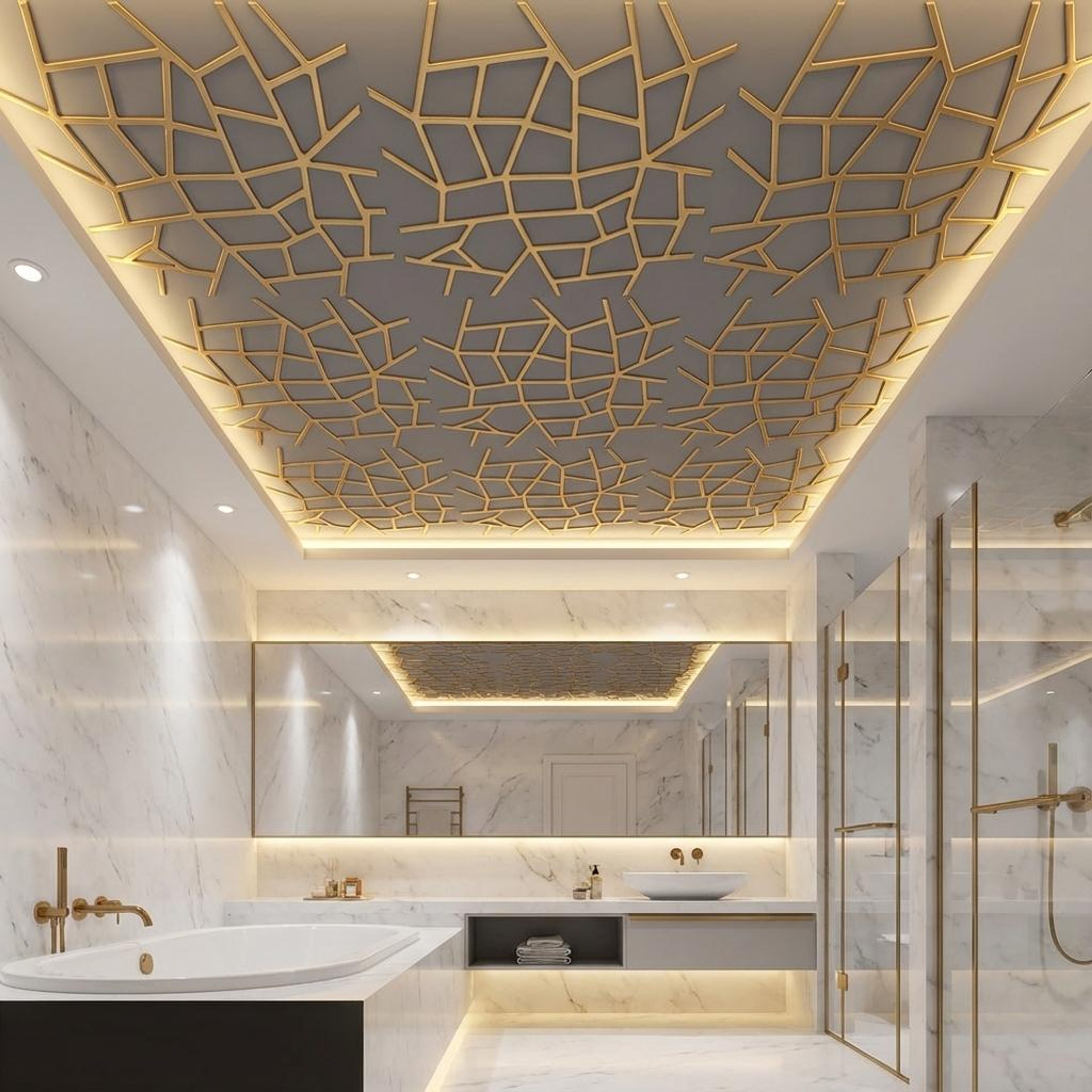 Royal Grey Create - Moraccan Meshwork - Silver, Grey - Decorative Ceiling Panel - 2 ft x 2 ft