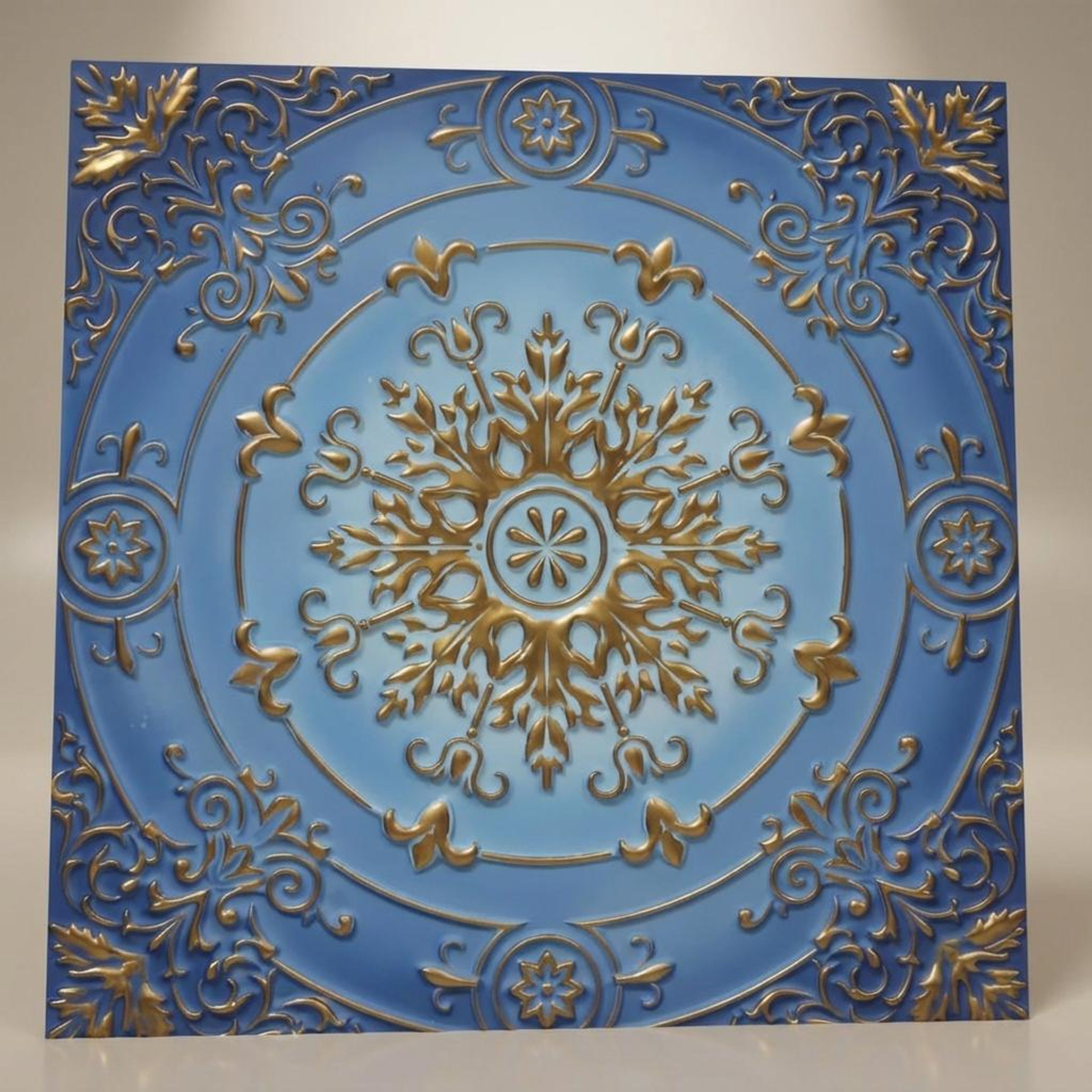 Mosaic Golden Swan - Baali Botanical - Gold, Yellow - Decorative Ceiling Panel - 2 ft x 2 ft