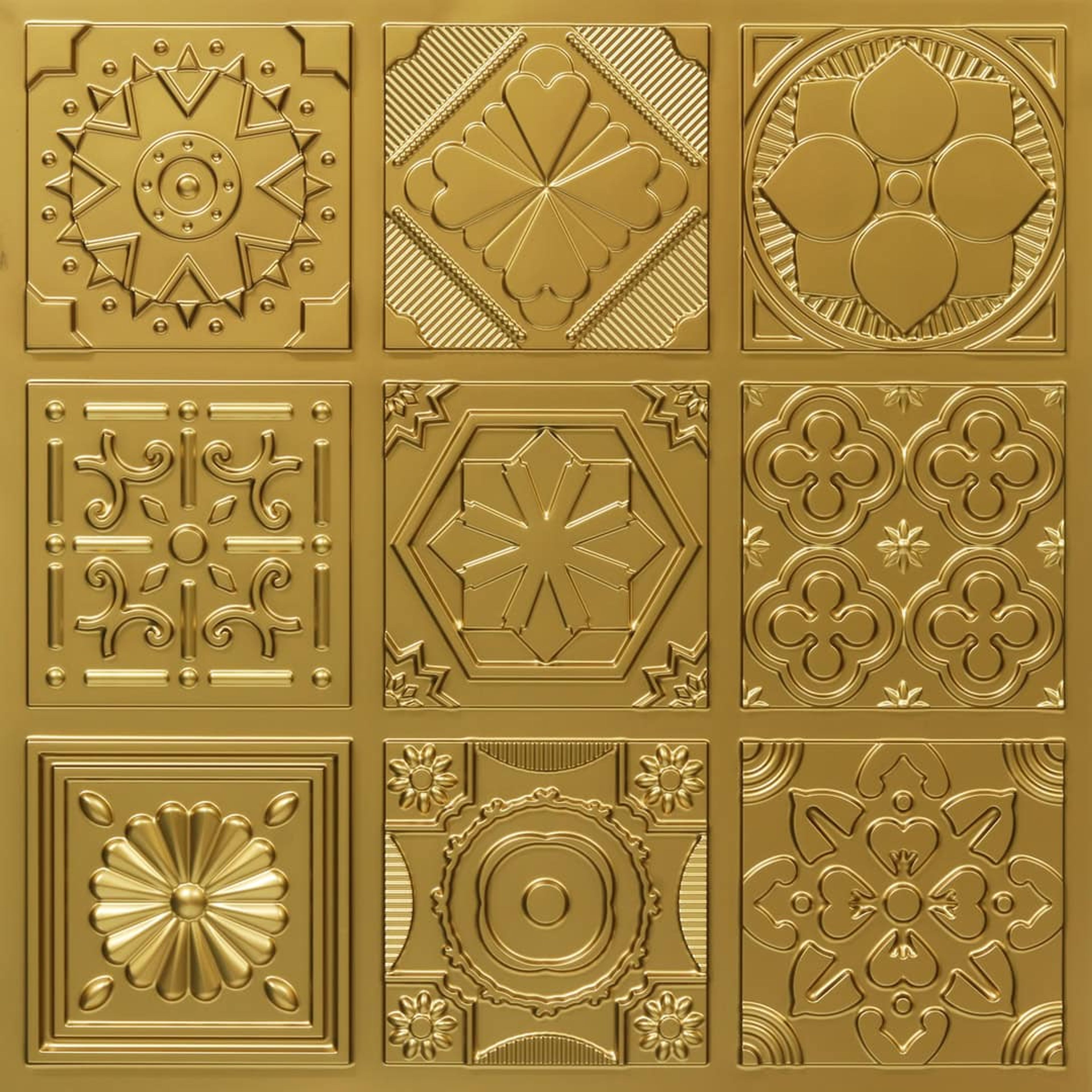 Steady Brass - Persian Motifs - Brass - Decorative Ceiling Panel - 2 ft x 2 ft