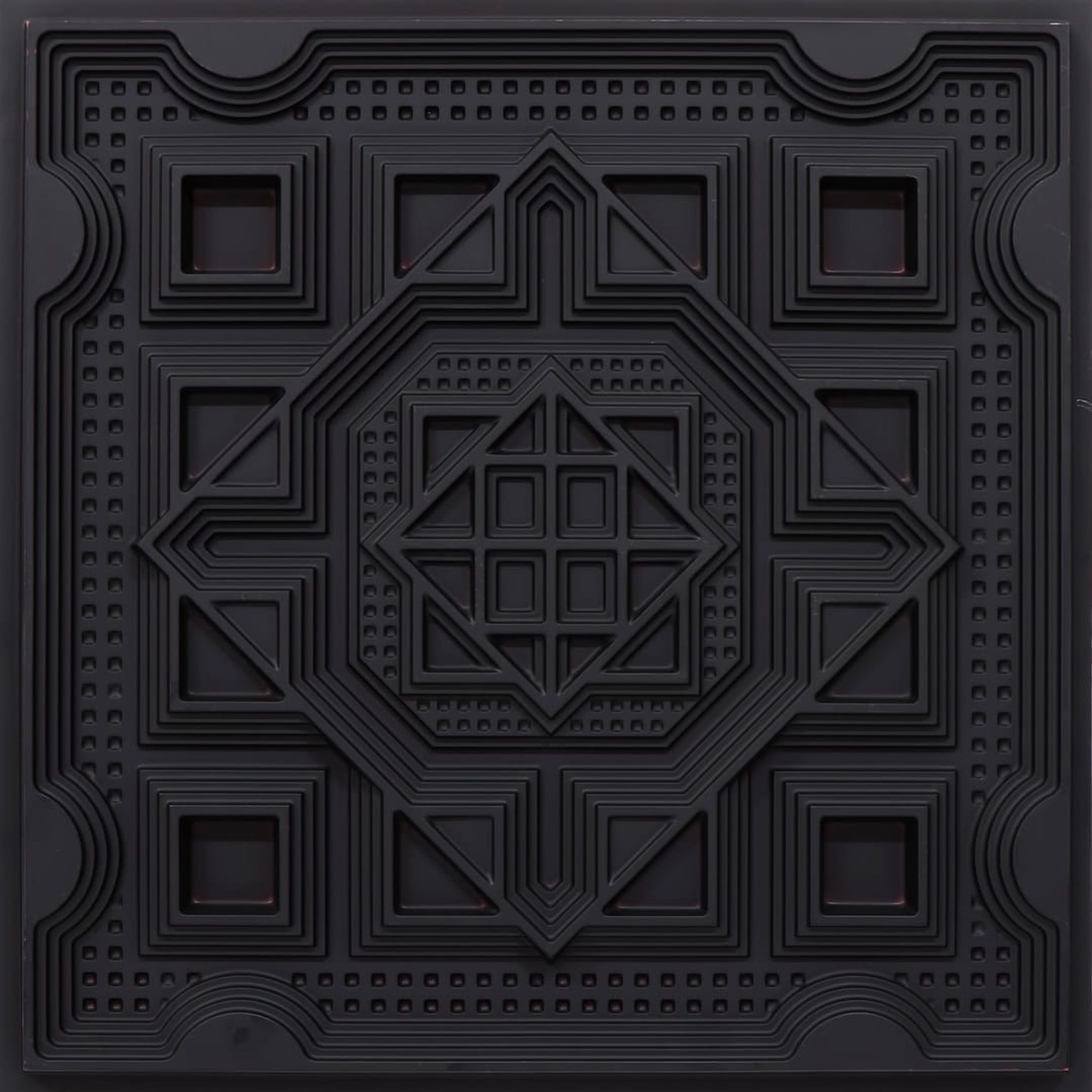 Vivid Black - Greek Geometric - Black - Decorative Ceiling Panel - 2 ft x 2 ft