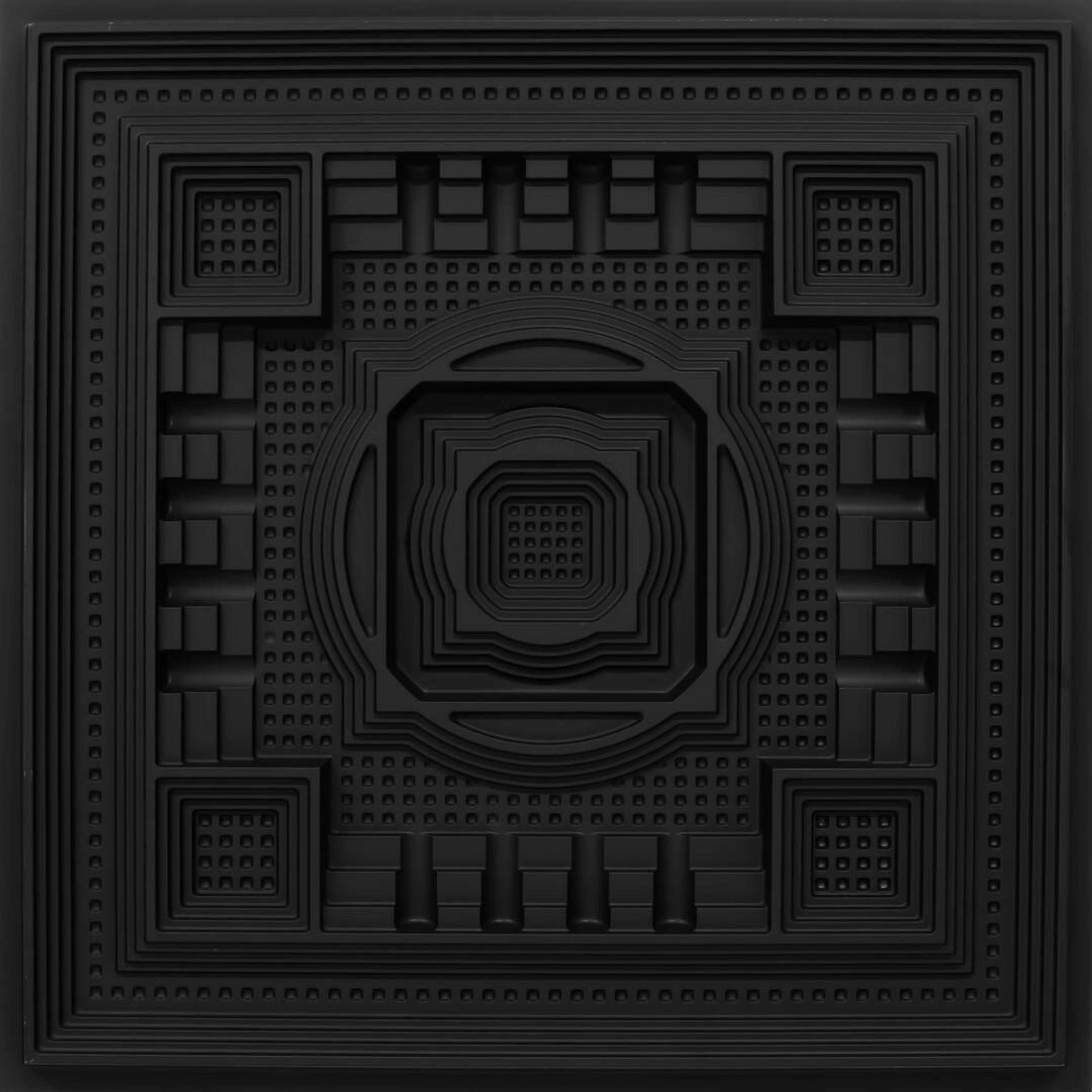 True Black - Greek Geometric - Black - Decorative Ceiling Panel - 2 ft x 2 ft