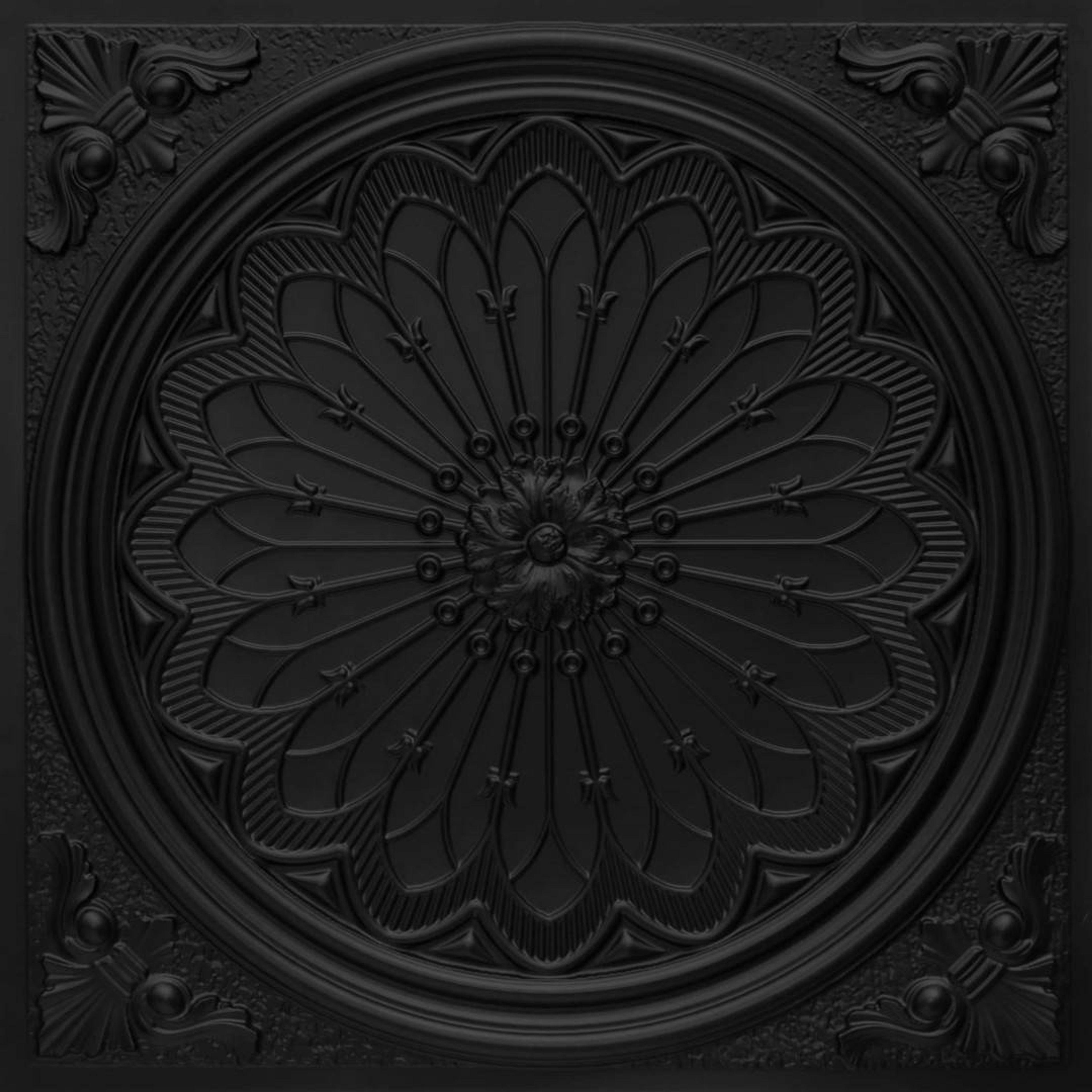 Real Black - Baali Botanical - Black - Decorative Ceiling Panel - 2 ft x 2 ft