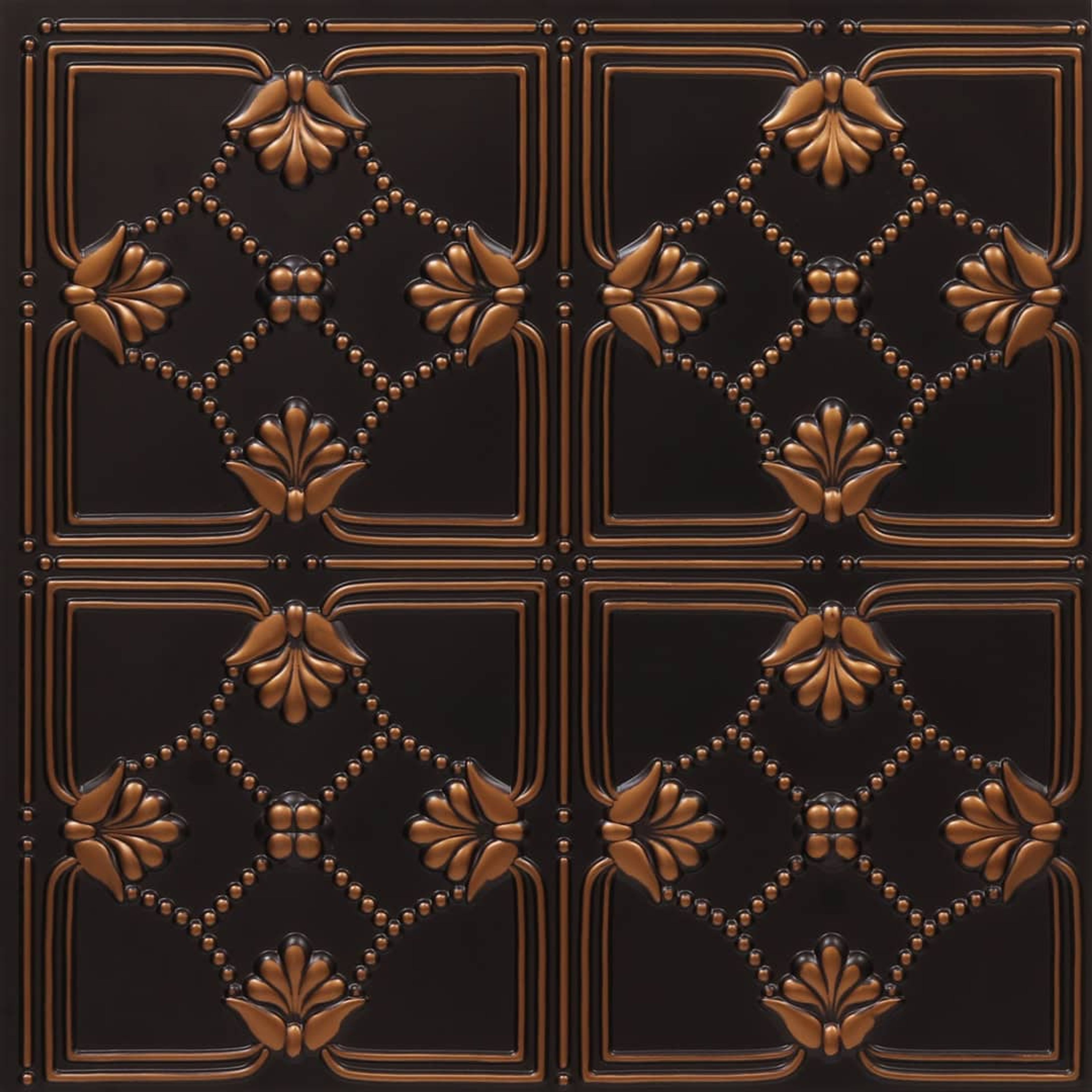 Polished Antique Copper - Baali Botanical - Copper, Bronze - Decorative Ceiling Panel - 2 ft x 2 ft
