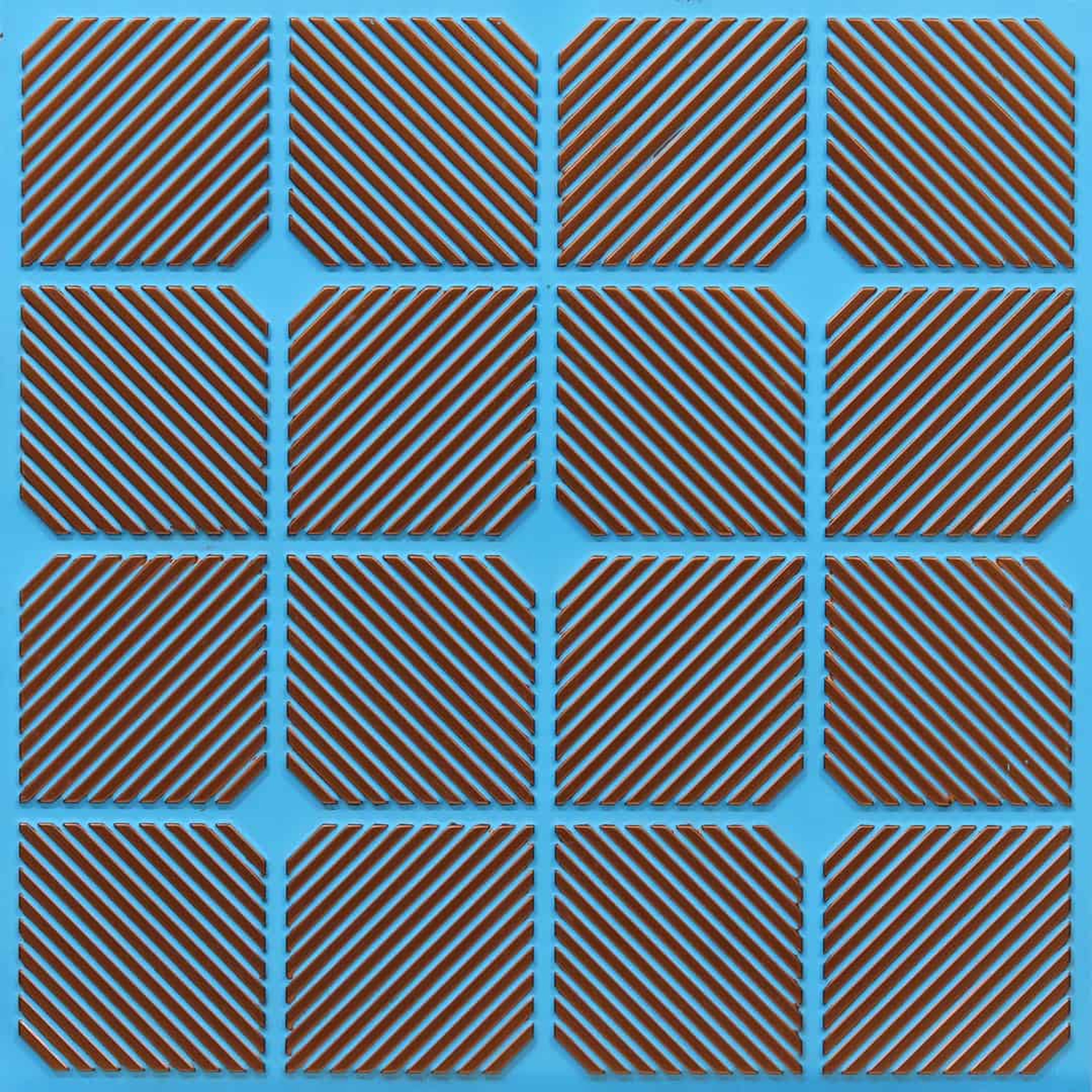 Tarnished Blue Curacao - Greek Geometric - Blue, Gold - Decorative Ceiling Panel - 2 ft x 2 ft