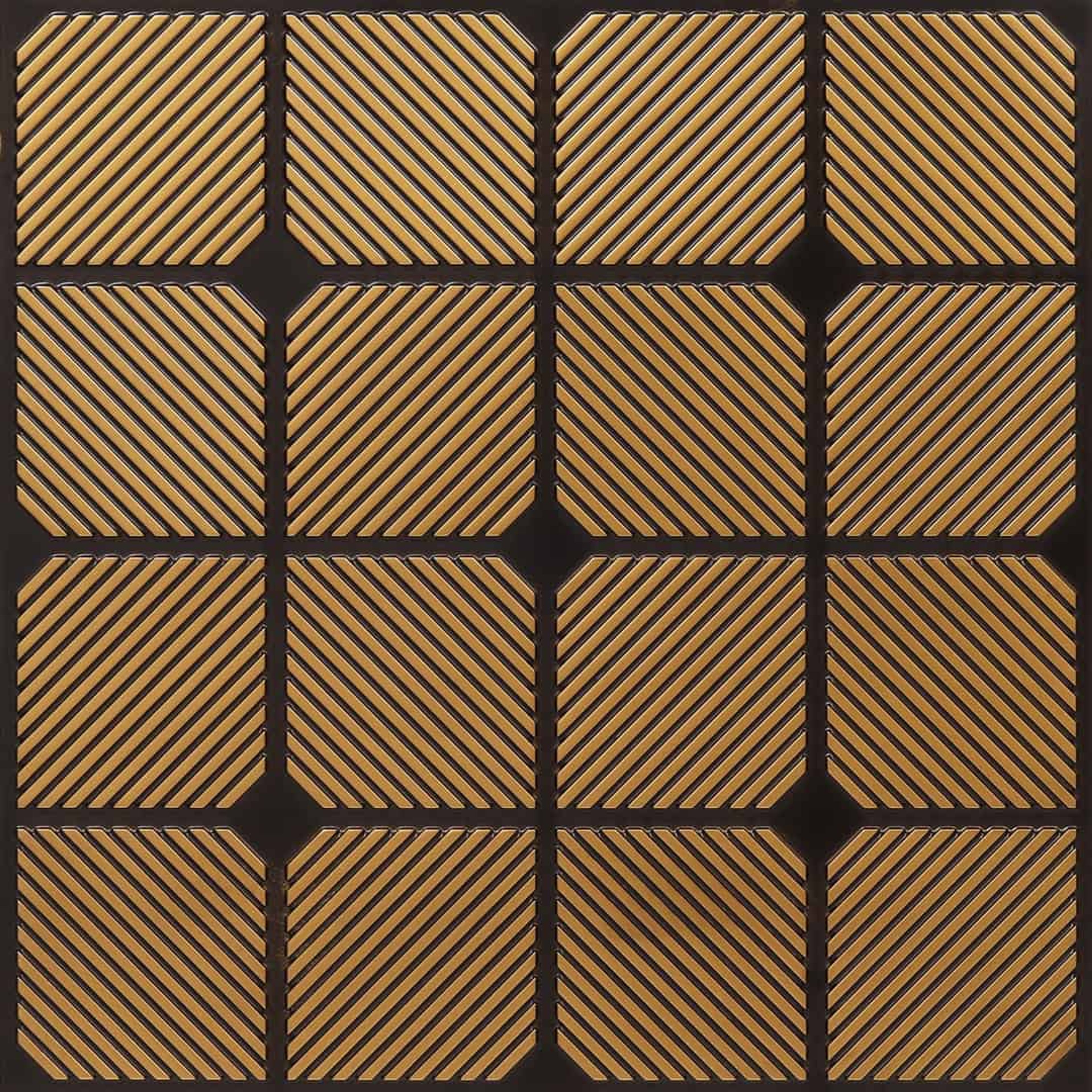 Antique Gold Elegant - Greek Geometric - Gold, Brown - Decorative Ceiling Panel - 2 ft x 2 ft