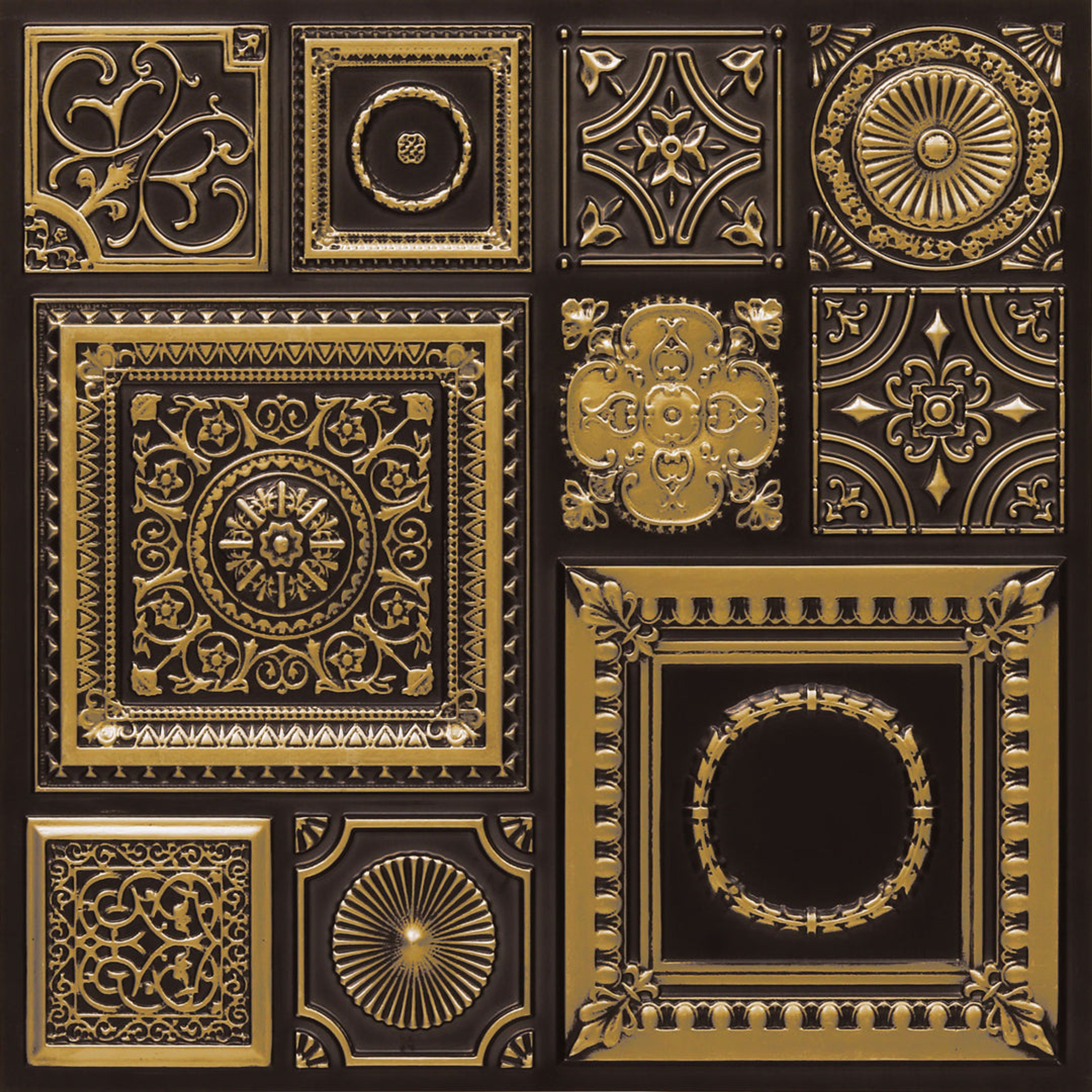Legacy Antique Brass - Persian Motifs - Brass, Bronze - Decorative Ceiling Panel - 2 ft x 2 ft