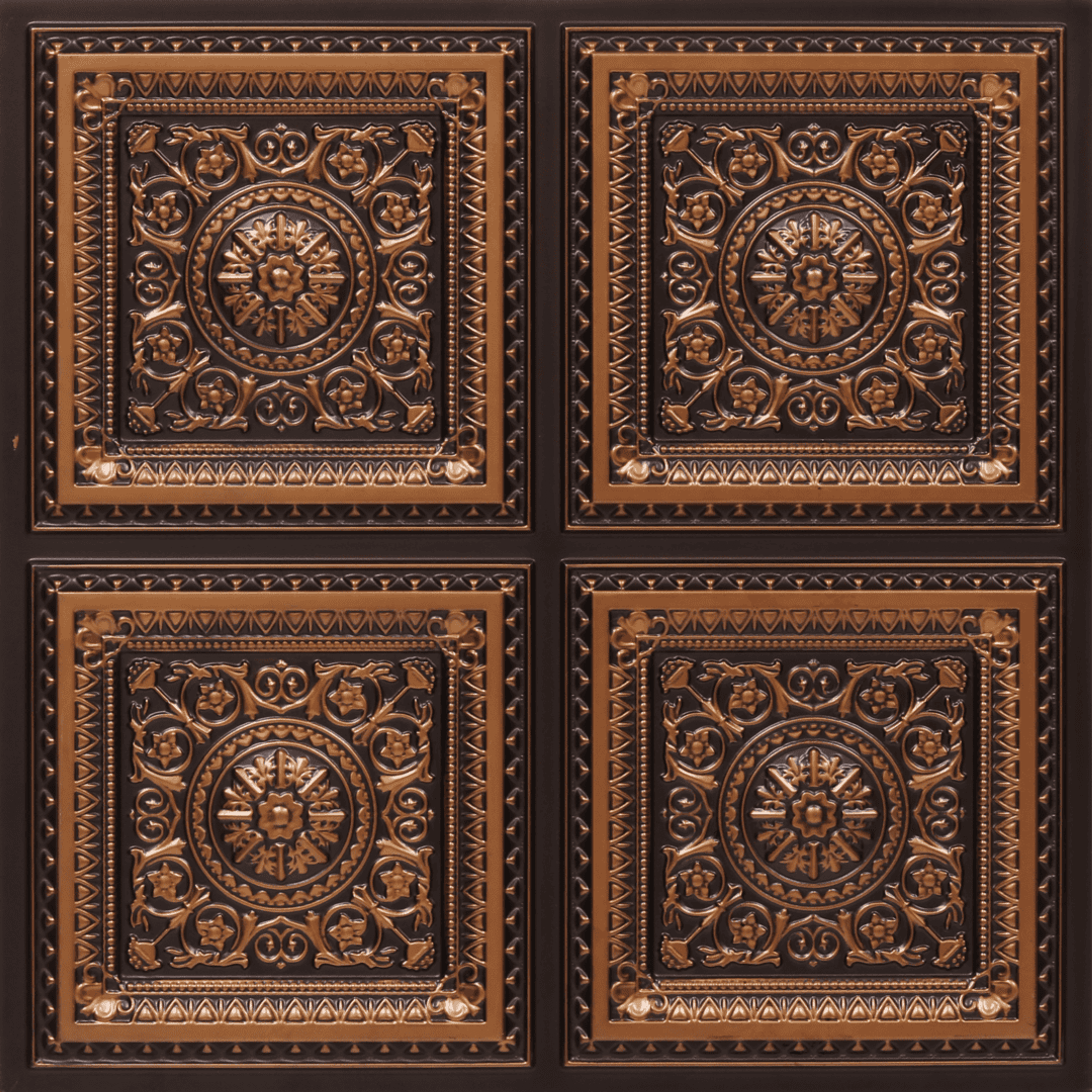 Regal Antique Copper - Persian Motifs - Copper, Bronze - Decorative Ceiling Panel - 2 ft x 2 ft