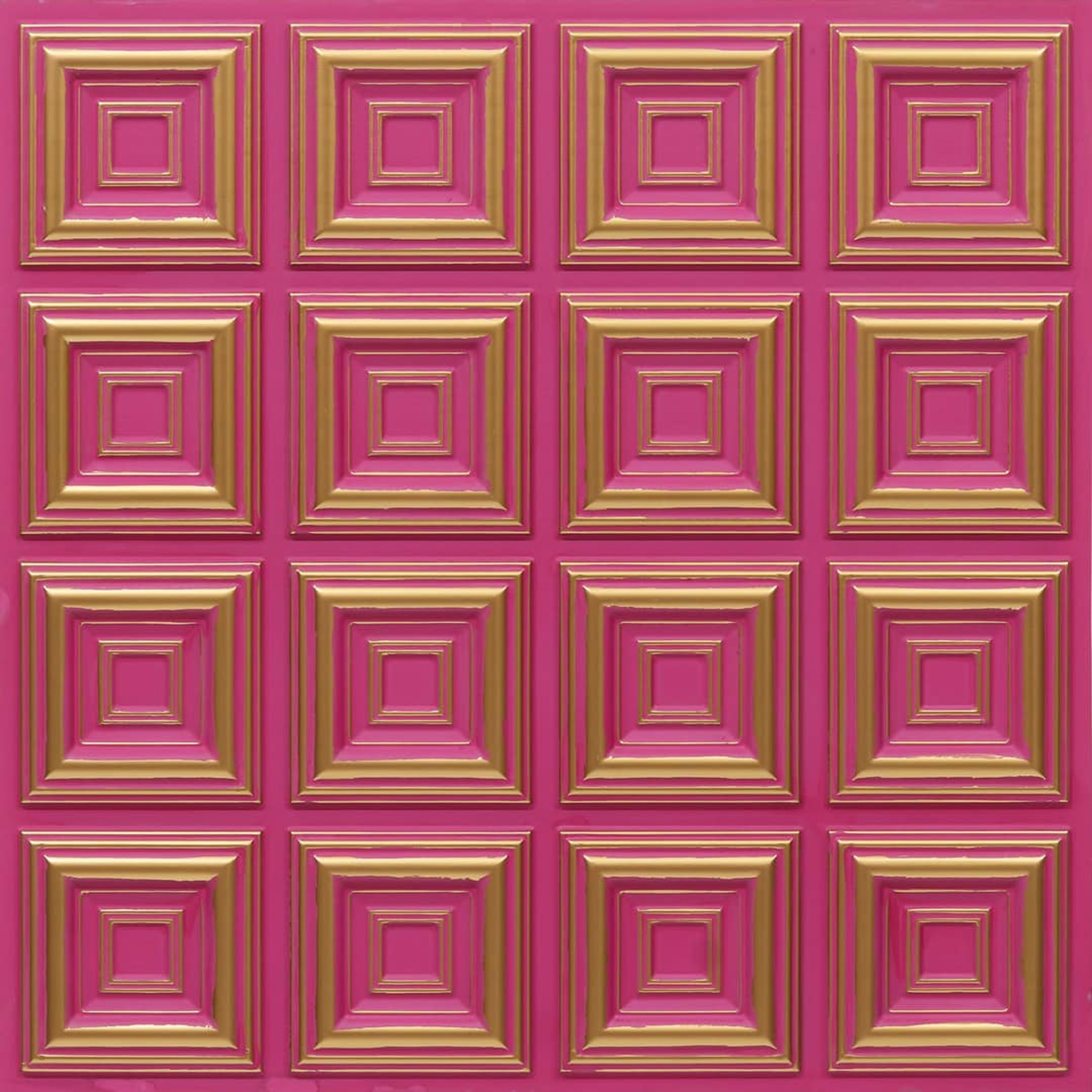 Antique Royal Ruby - Greek Geometric - Red, Black - Decorative Ceiling Panel - 2 ft x 2 ft