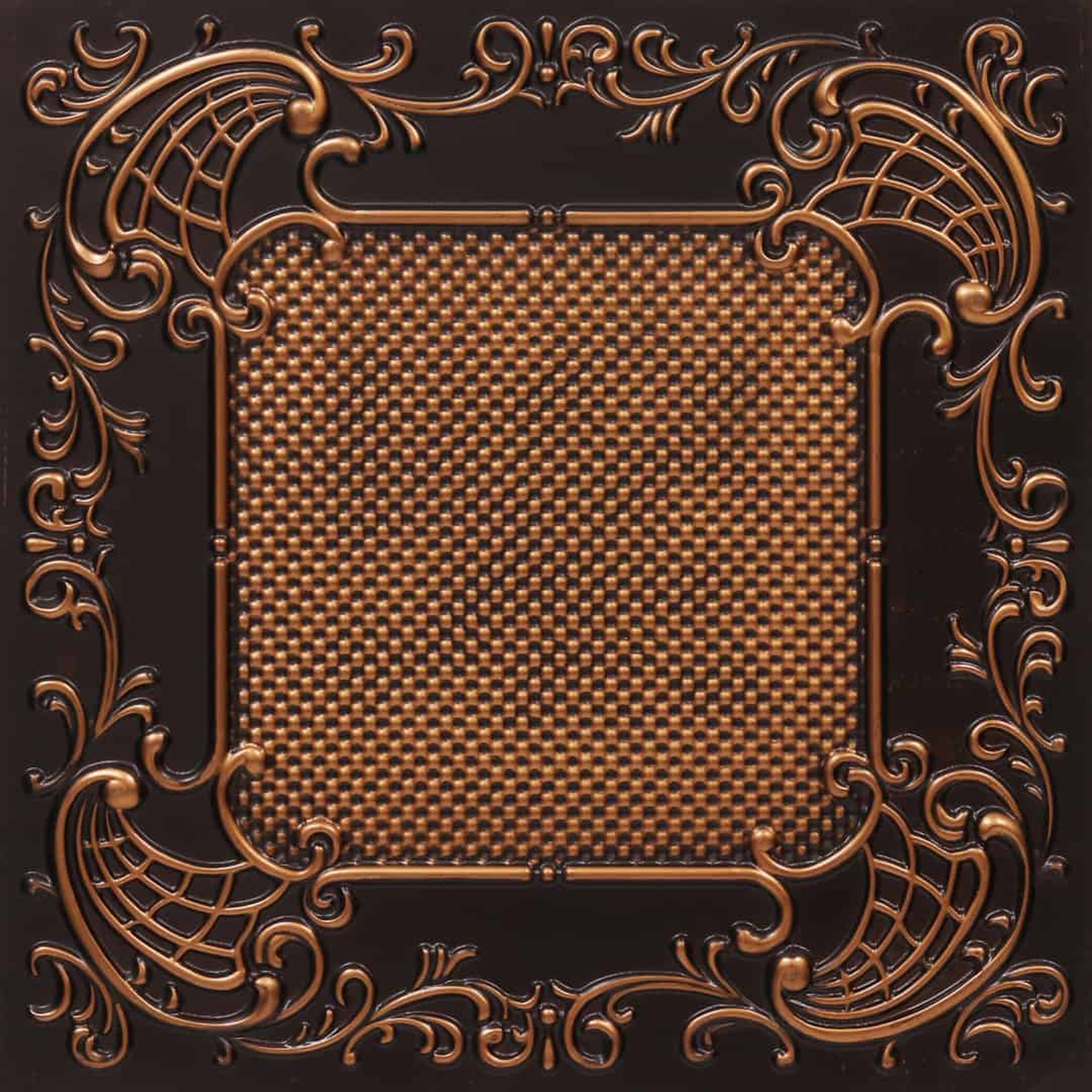 Cast Antique Copper - Moraccan Meshwork - Copper, Bronze - Decorative Ceiling Panel - 2 ft x 2 ft