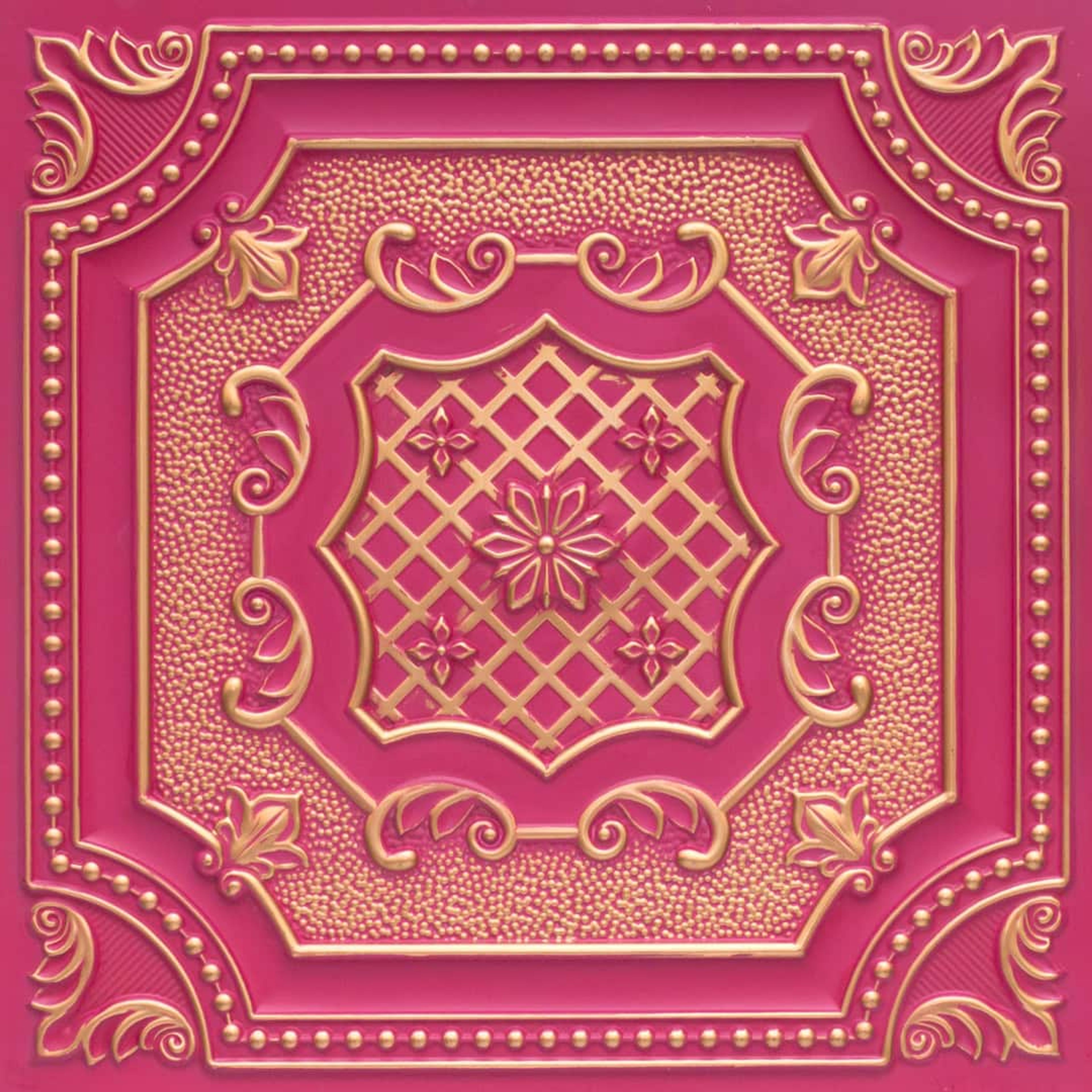 Shimmer Royal Ruby - Persian Motifs - Red, Black - Decorative Ceiling Panel - 2 ft x 2 ft