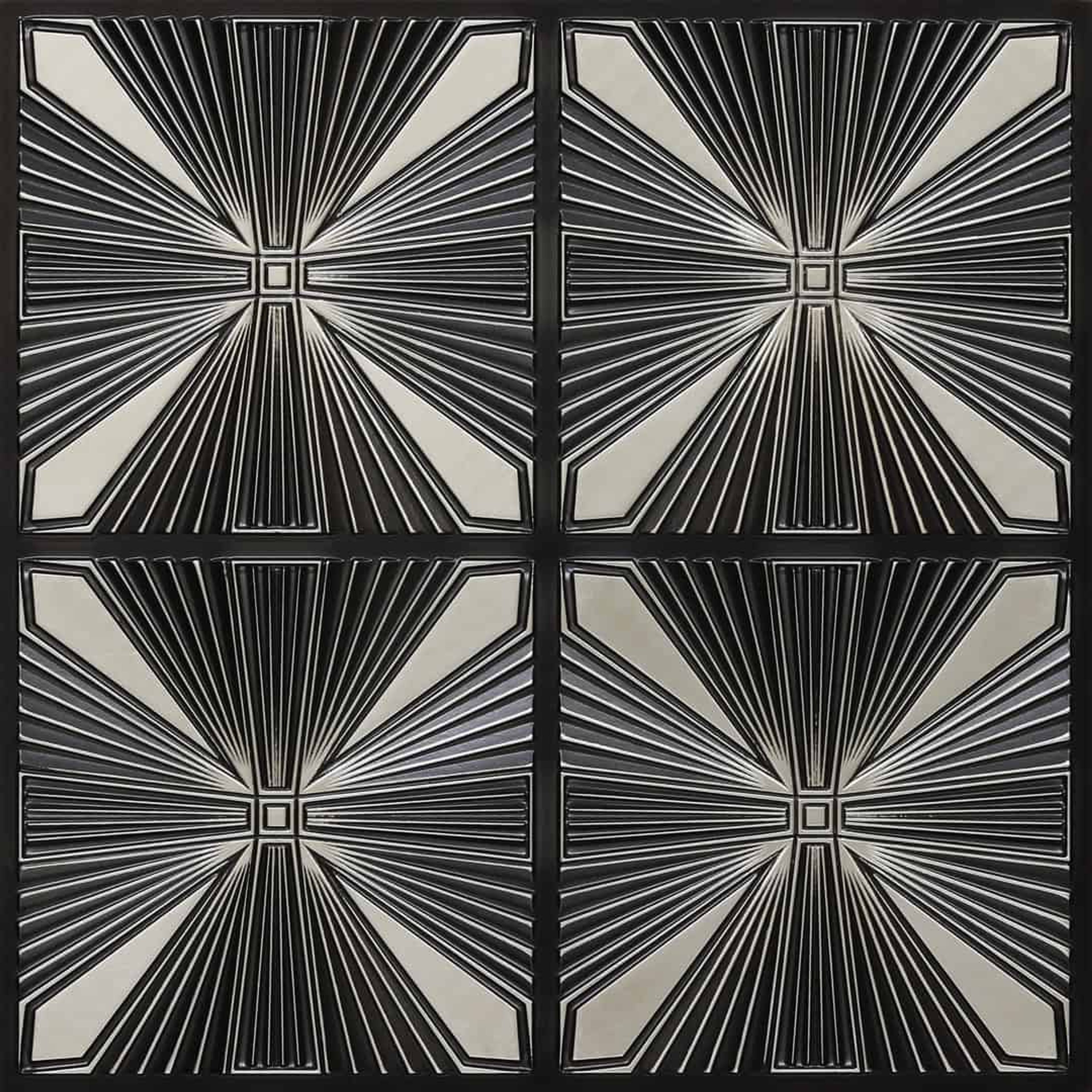 Weathered Antique Silver - Baali Botanical - Silver, Grey - Decorative Ceiling Panel - 2 ft x 2 ft