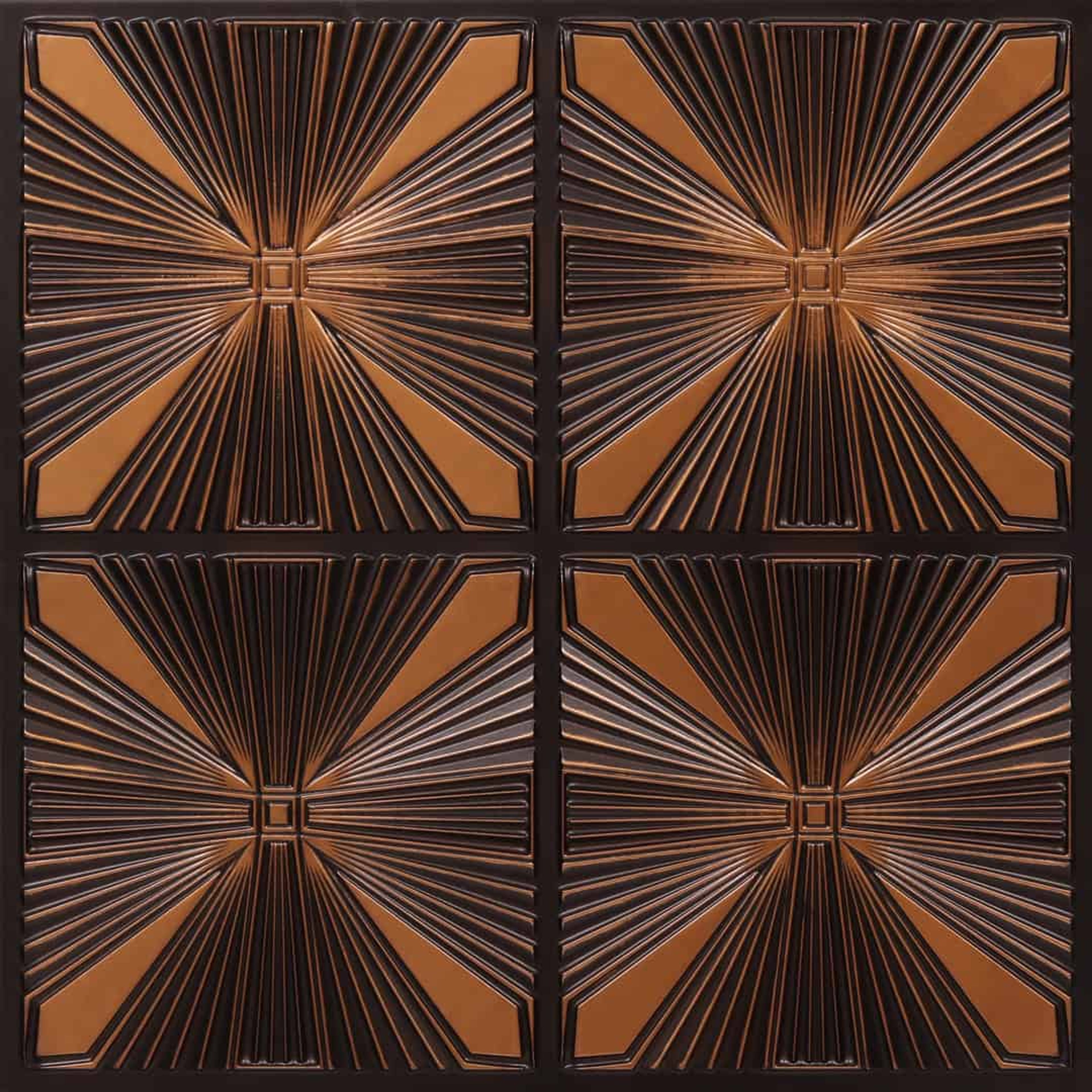 Lustrous Antique Copper - Baali Botanical - Copper, Bronze - Decorative Ceiling Panel - 2 ft x 2 ft