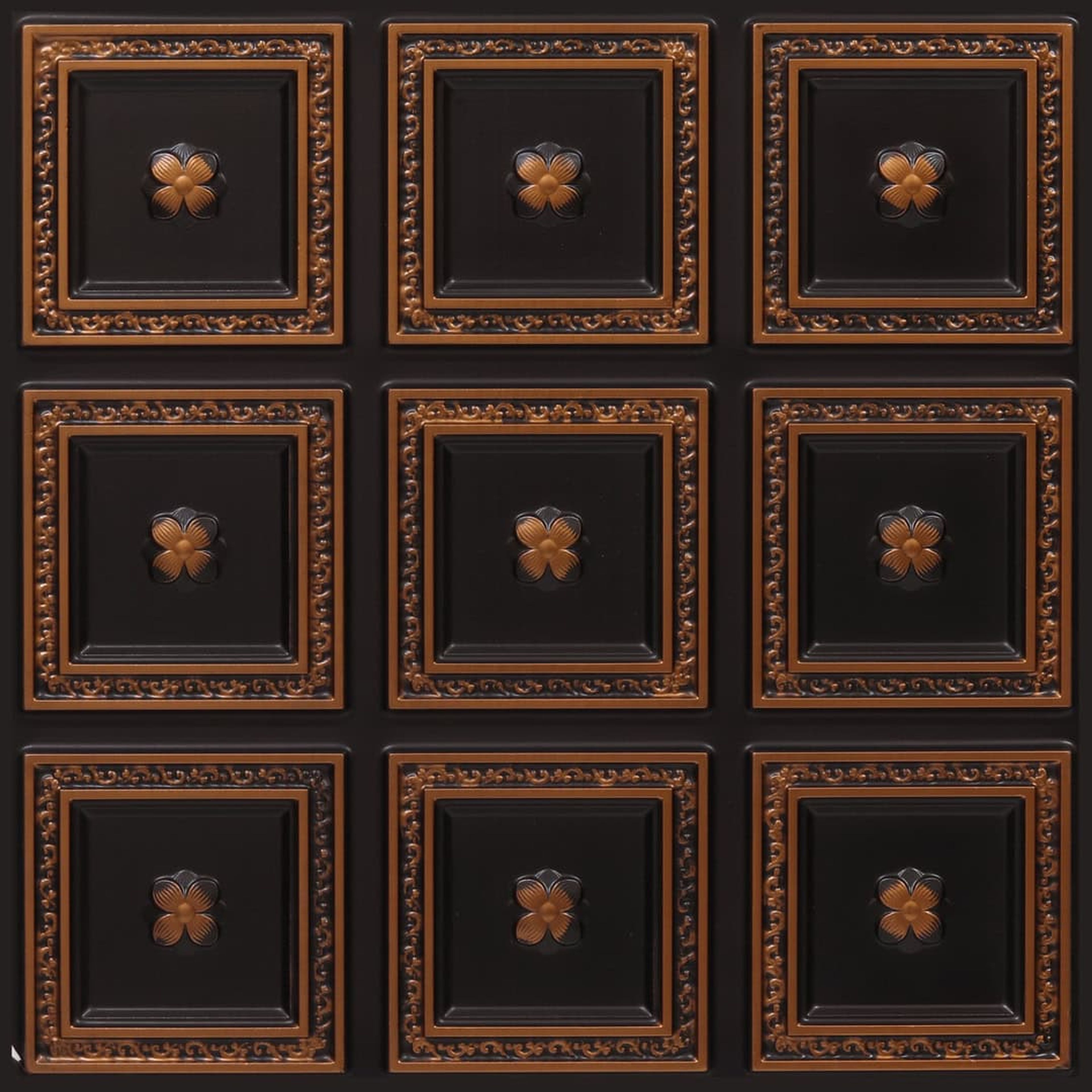 Sparkle Antique Copper - Greek Geometric - Copper, Bronze - Decorative Ceiling Panel - 2 ft x 2 ft