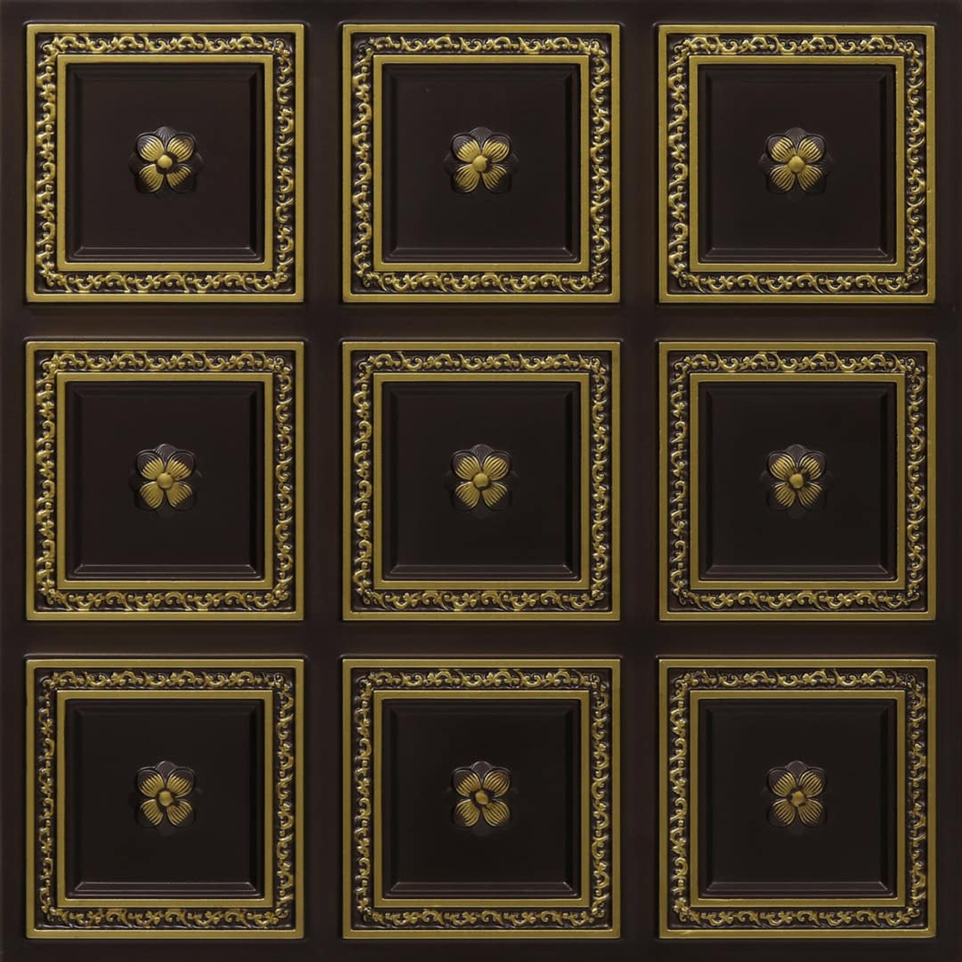 Sheen Antique Brass - Greek Geometric - Brass, Bronze - Decorative Ceiling Panel - 2 ft x 2 ft