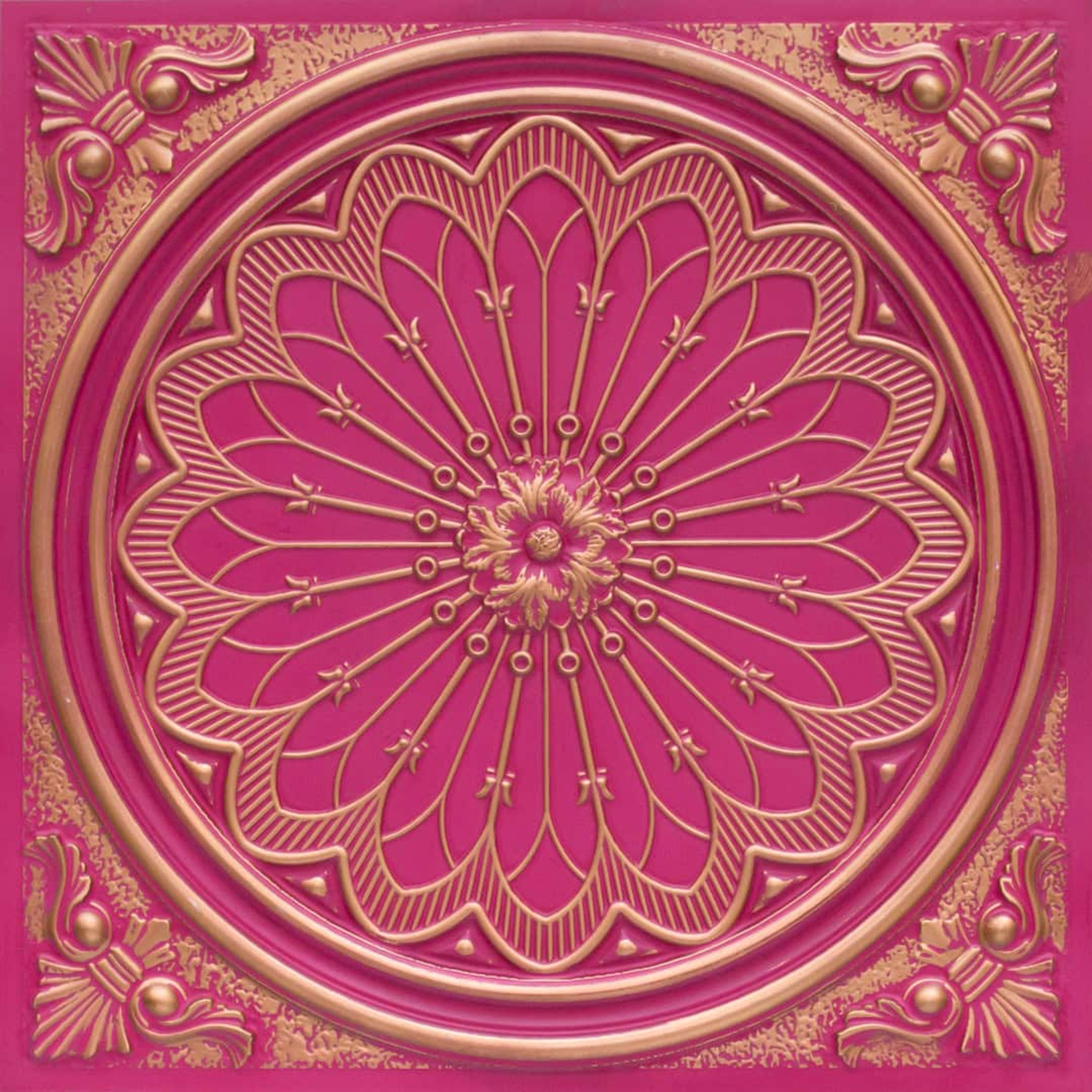 Oxidized Royal Ruby - Baali Botanical - Red, Black - Decorative Ceiling Panel - 2 ft x 2 ft