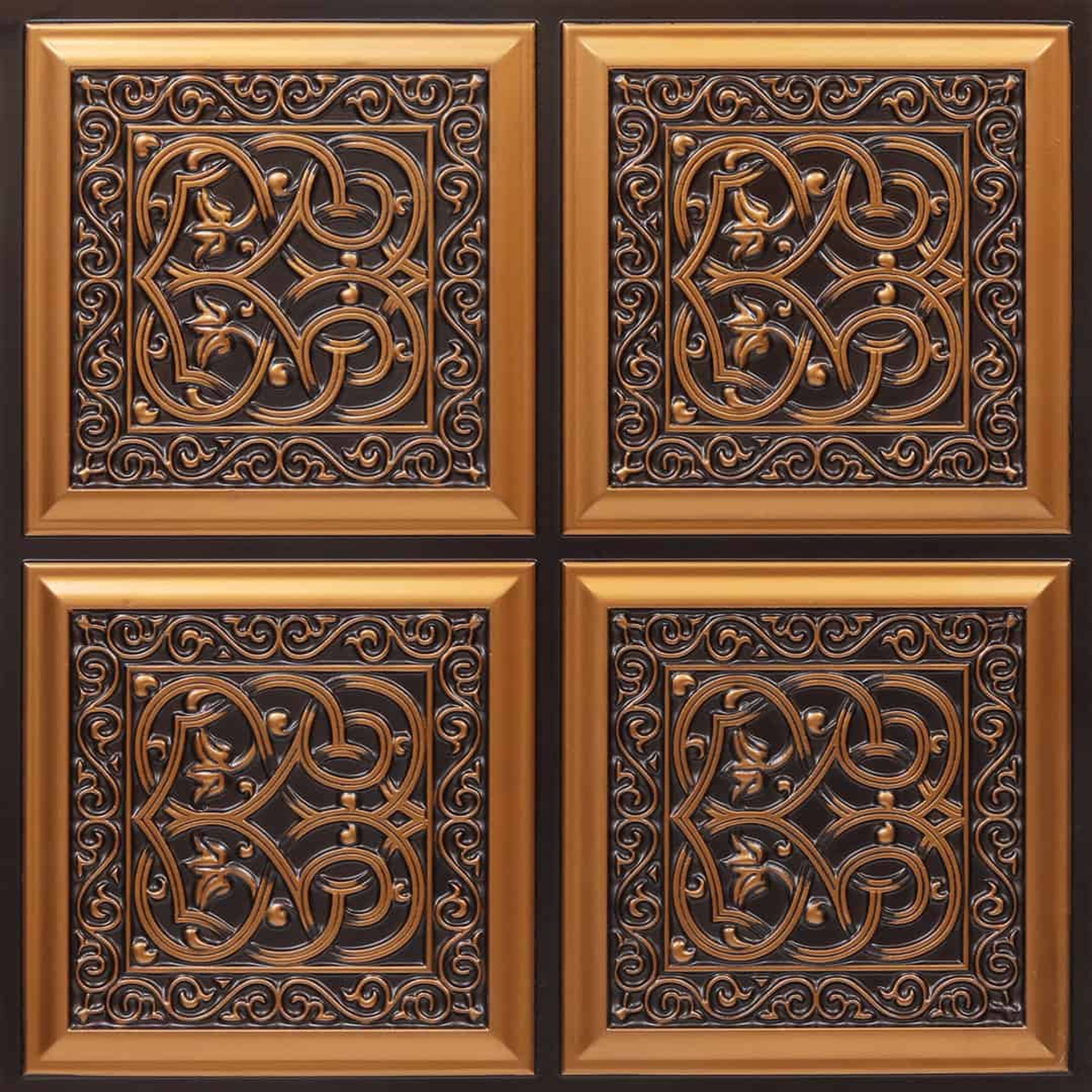 Bronze Antique Copper - Persian Motifs - Copper, Bronze - Decorative Ceiling Panel - 2 ft x 2 ft