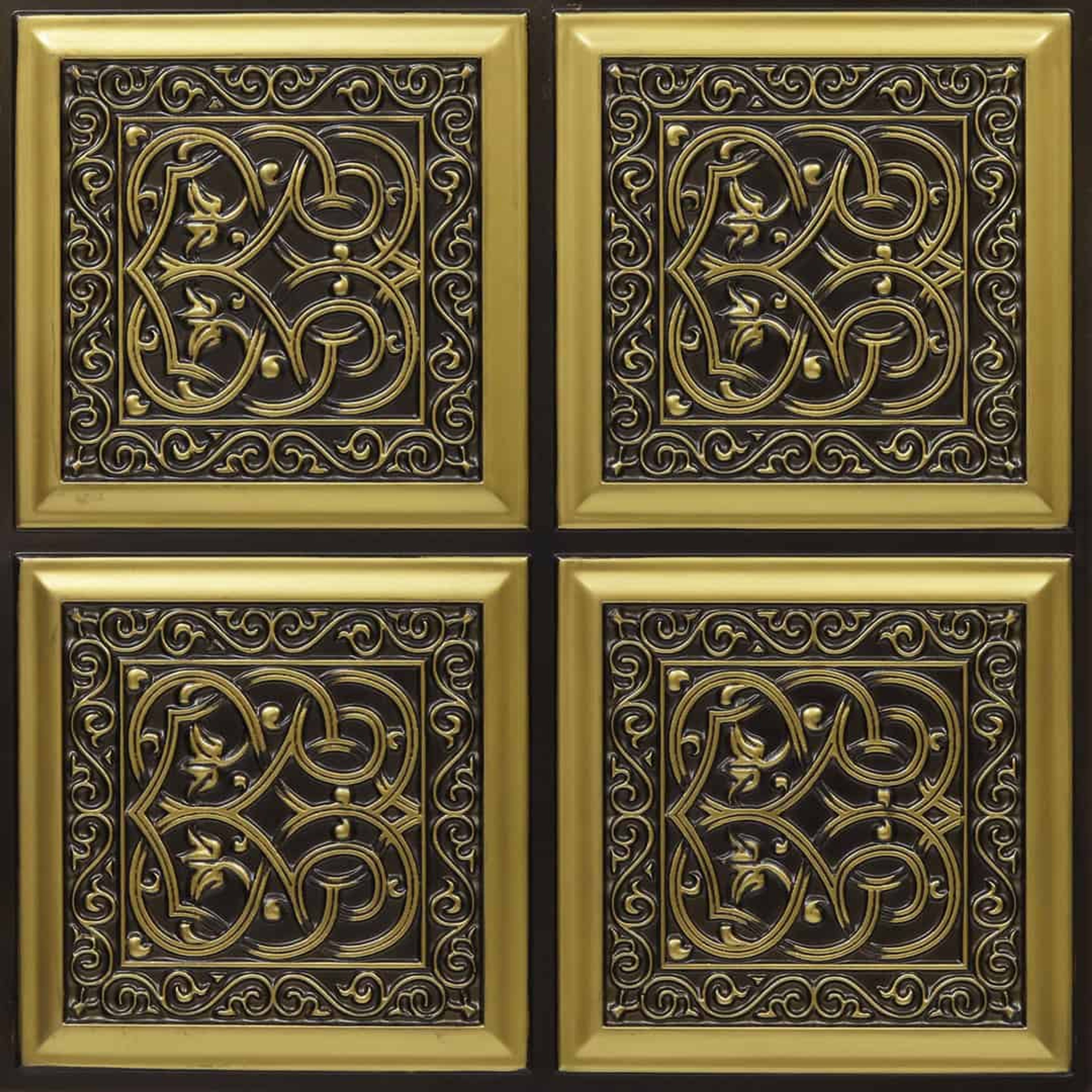 Traditional Antique Brass - Persian Motifs - Brass, Bronze - Decorative Ceiling Panel - 2 ft x 2 ft