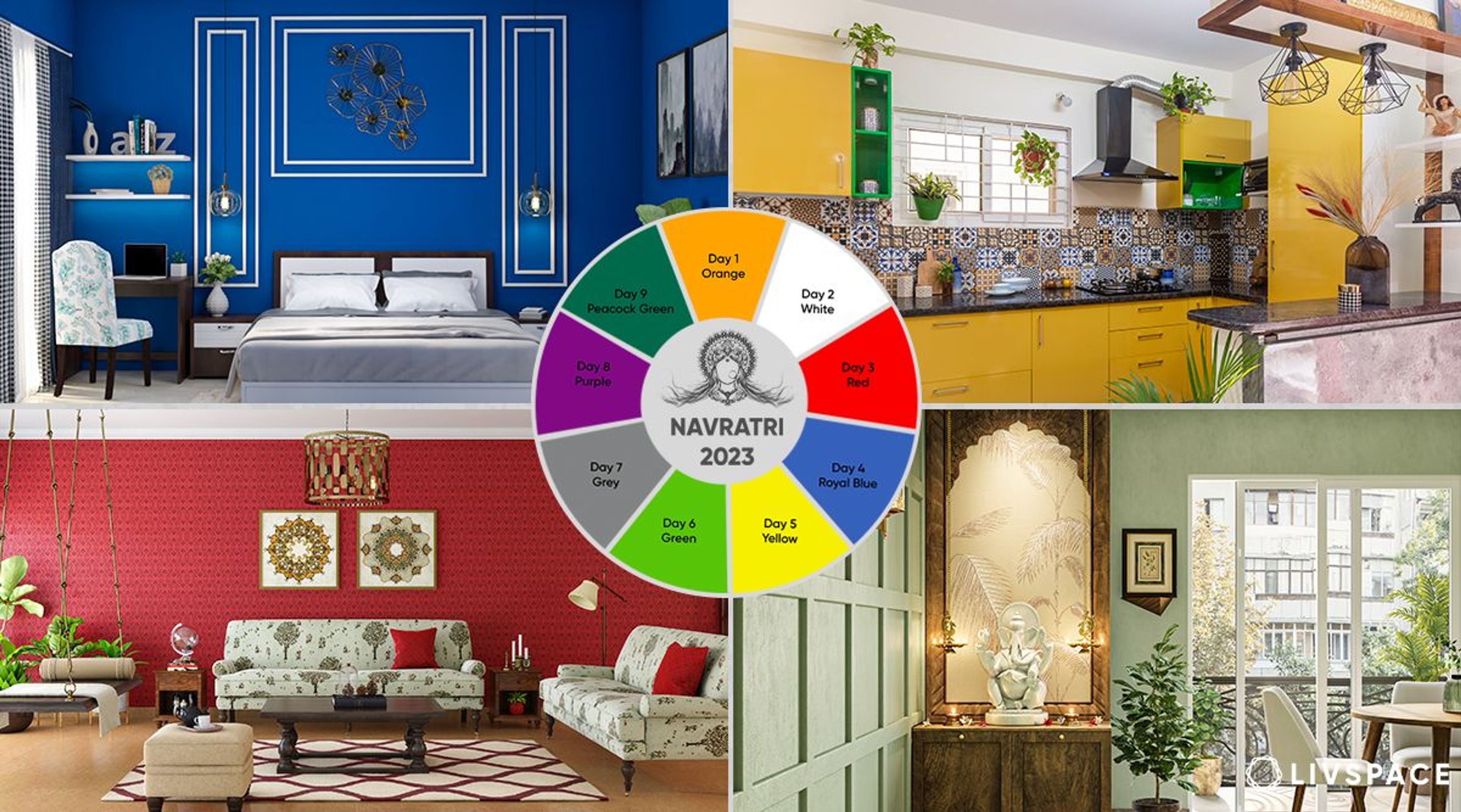 Colours of Devotion: Celebrating Livspace Homes in Navratri’s 9 Sacred Hues for 2023