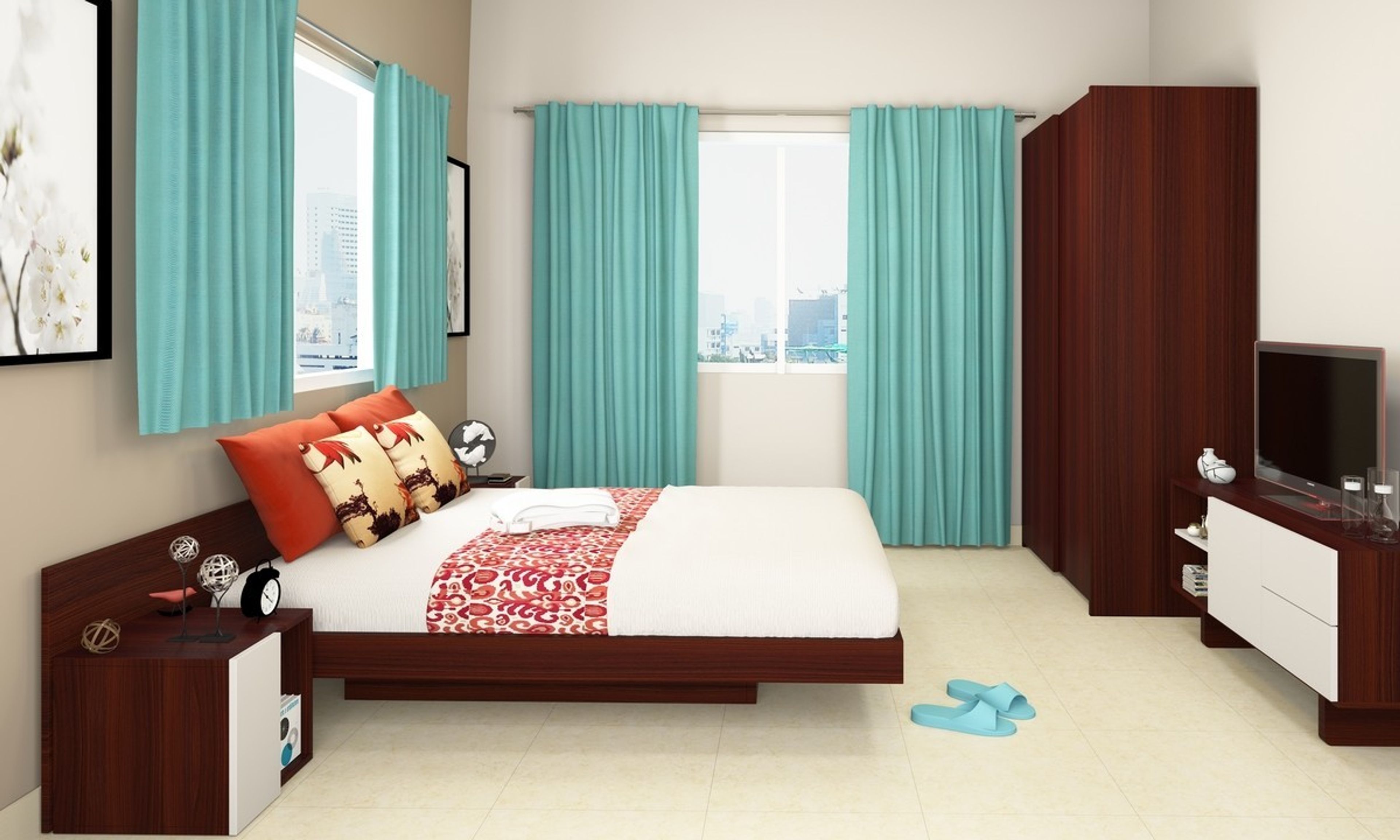 Contemporary Master Bedroom With Bedroom Tile Design