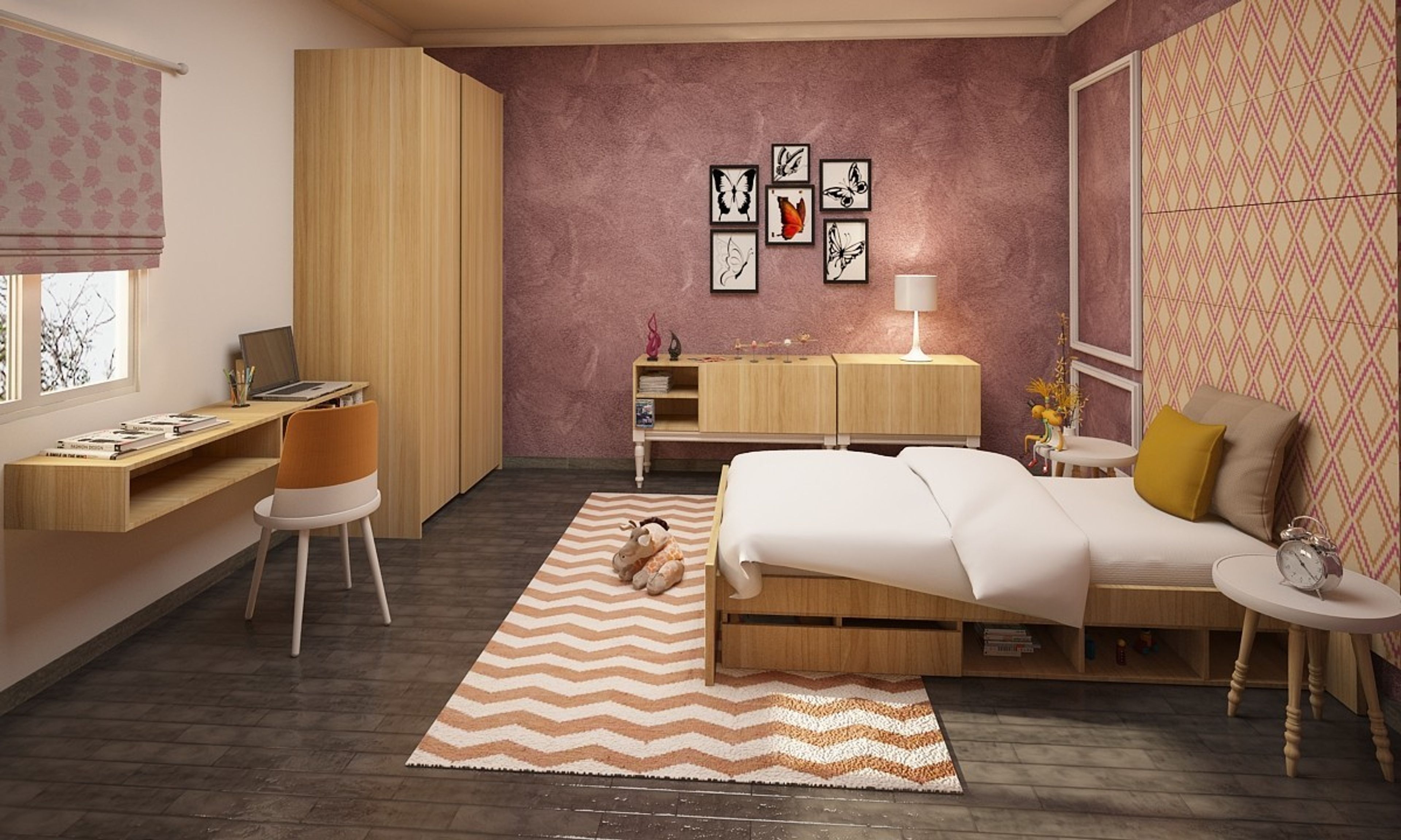 Contemporary Kid's Room Design In Pastel Pink