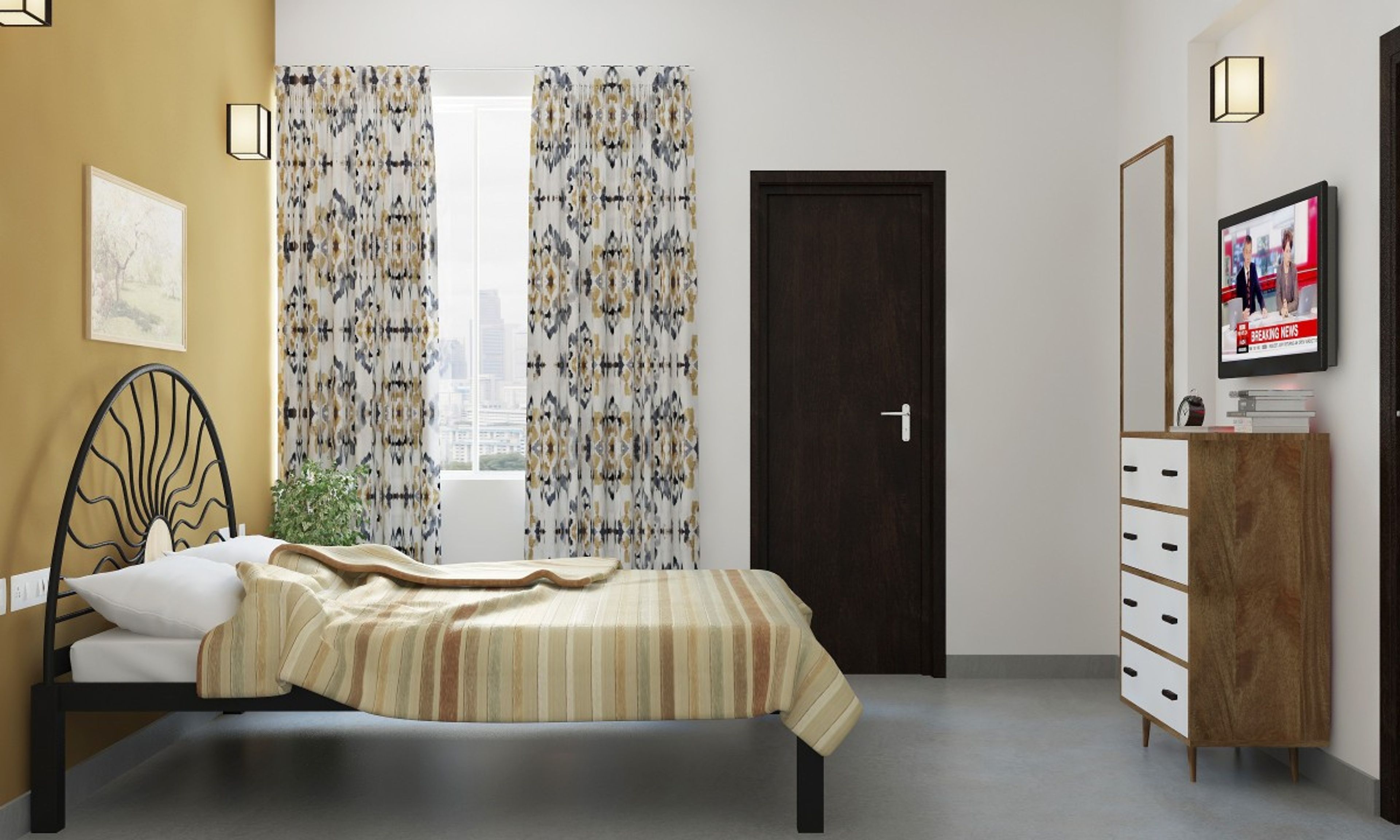 Modern Guest Bedroom Design In Brown And White