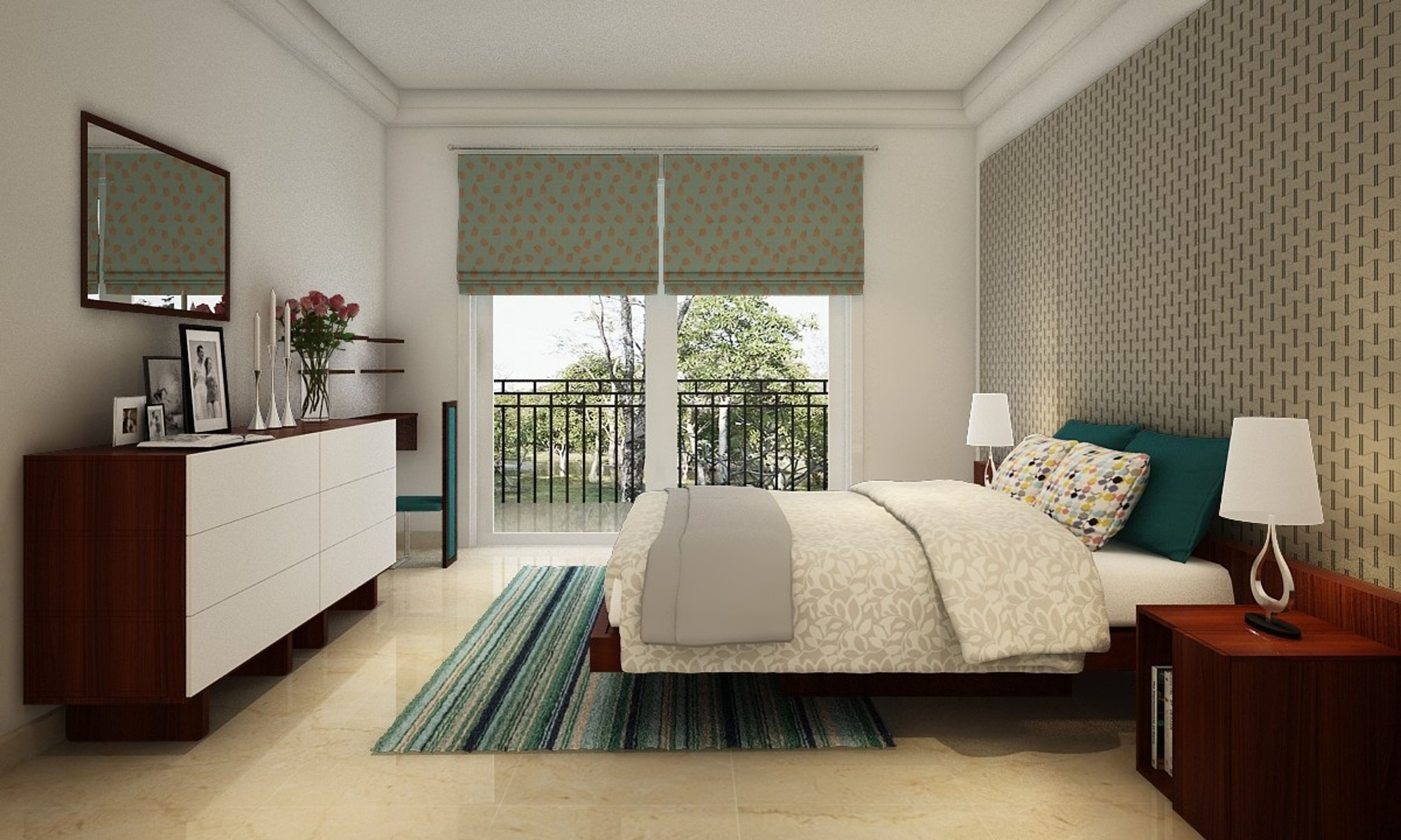 Contemporary Master Bedroom Design With Bedroom Tile Design