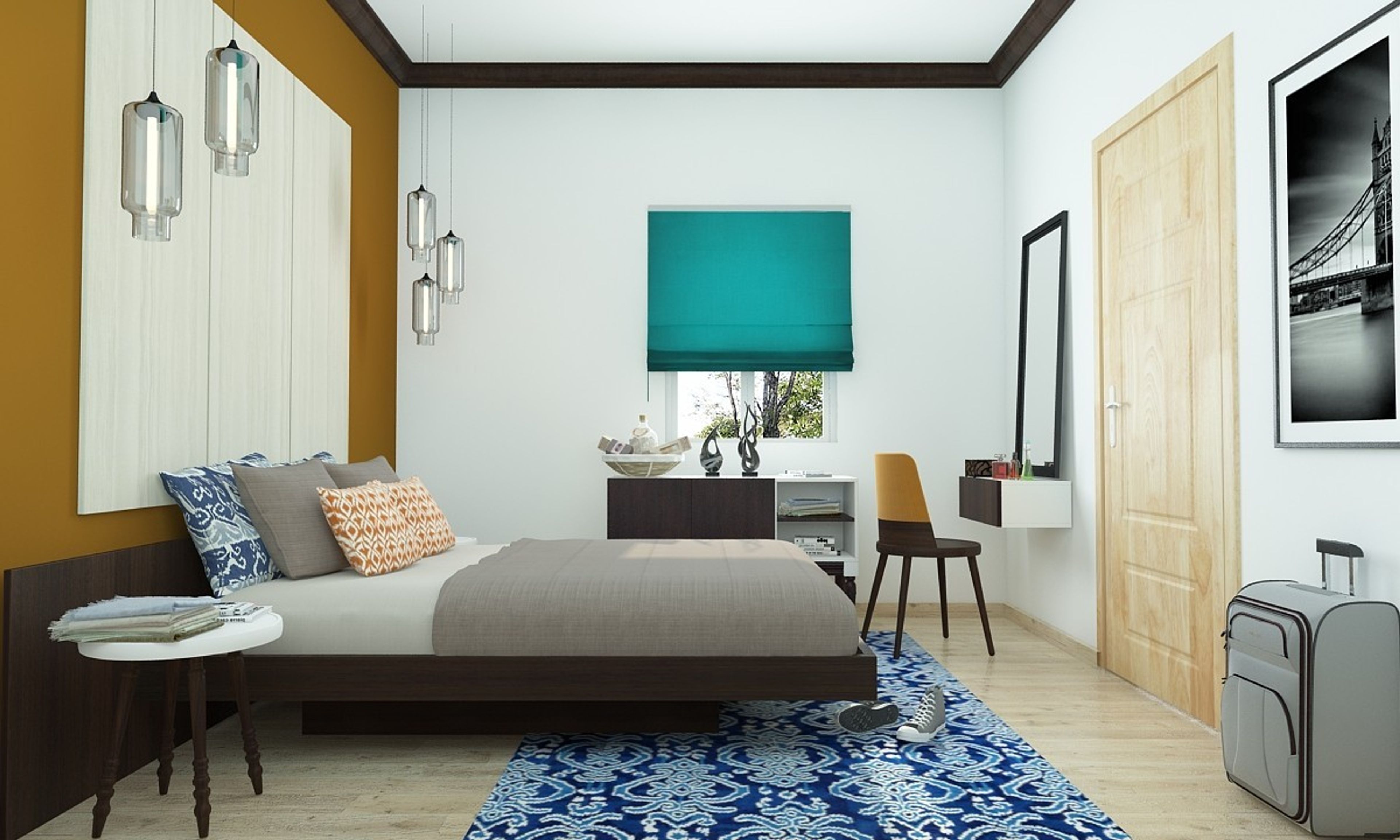 Modern Bedroom Design With Brown And Orange Interiors