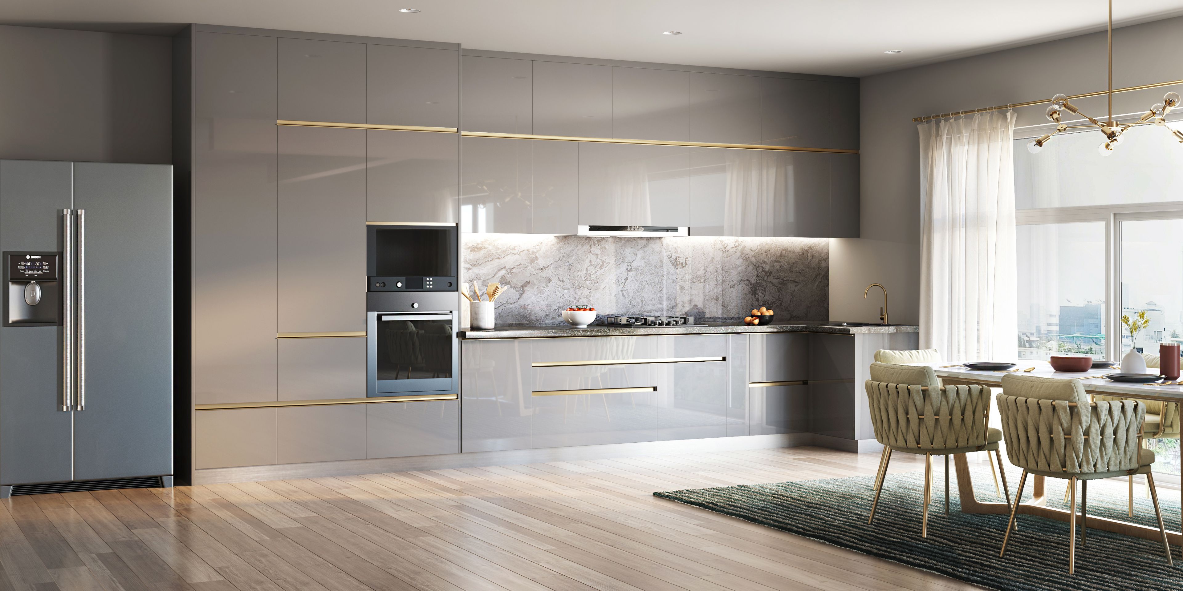 Subtle Shine Straight Kitchen