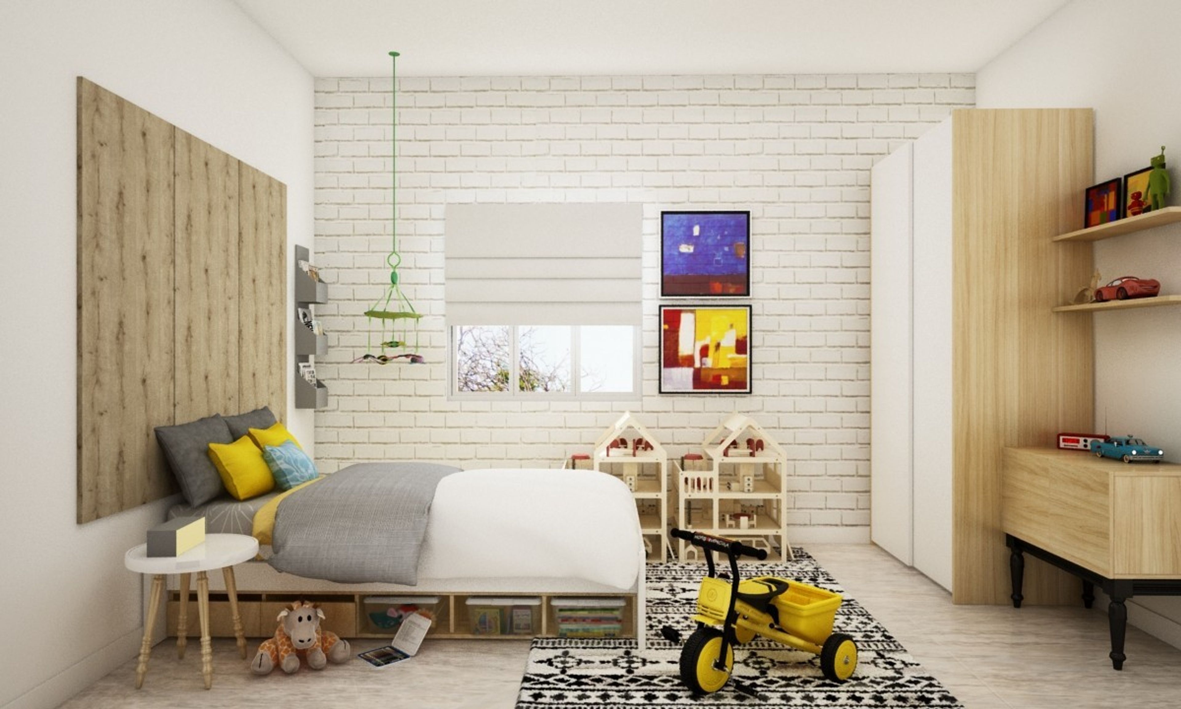 Minimalistic Master Bedroom Design In White And Grey With Wallpaint