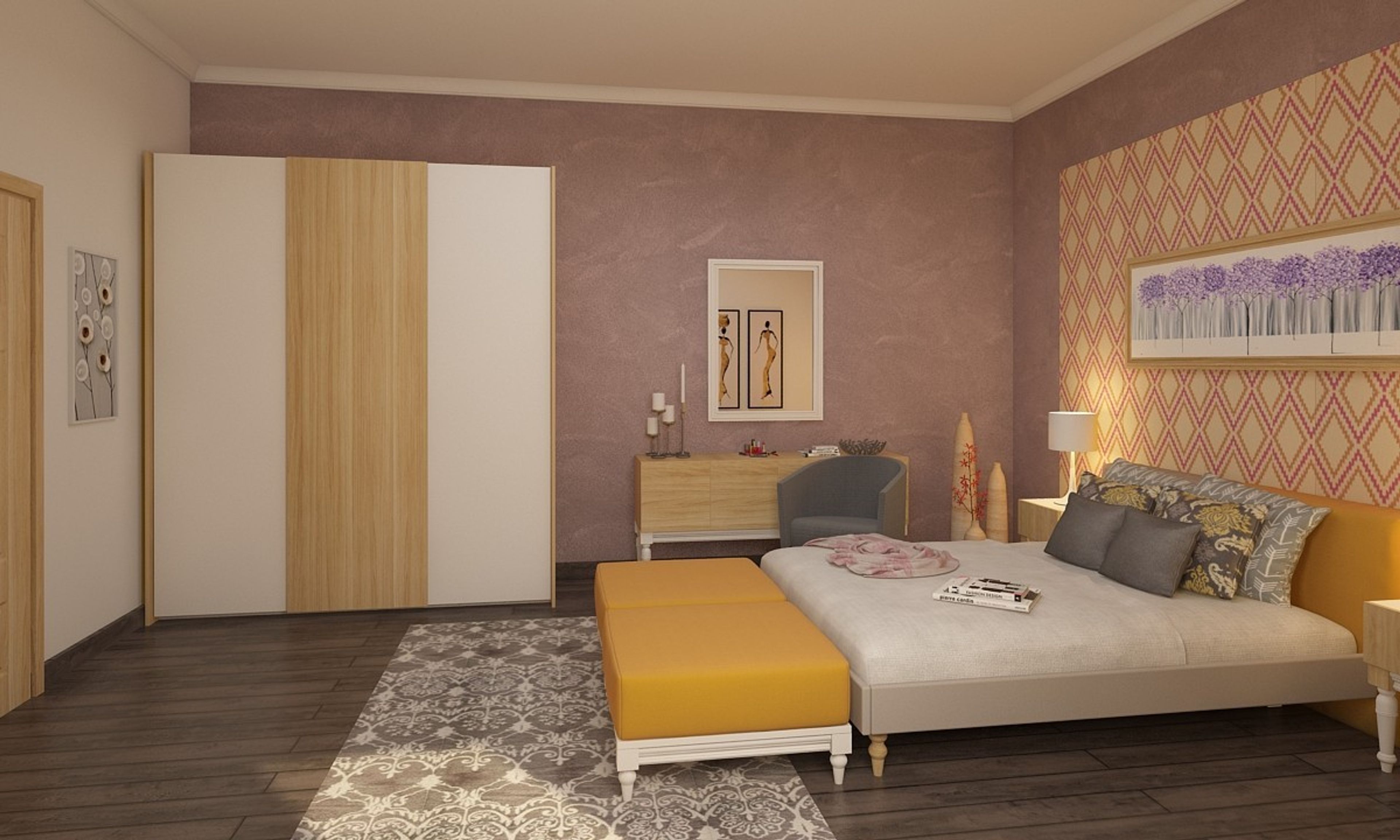 Contemporary Master Bedroom With Sliding Wardrobe