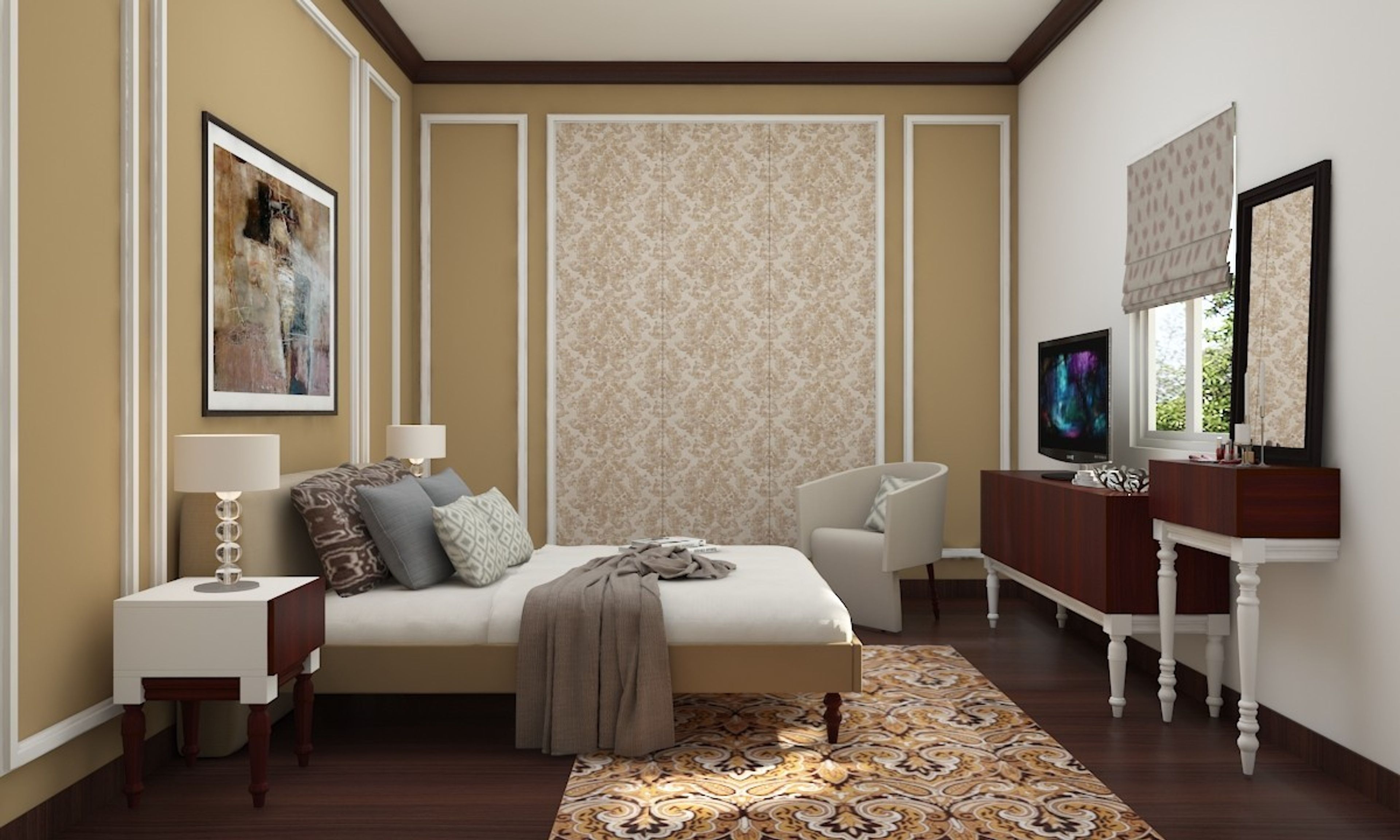 Classic White And Black Guest Room Design