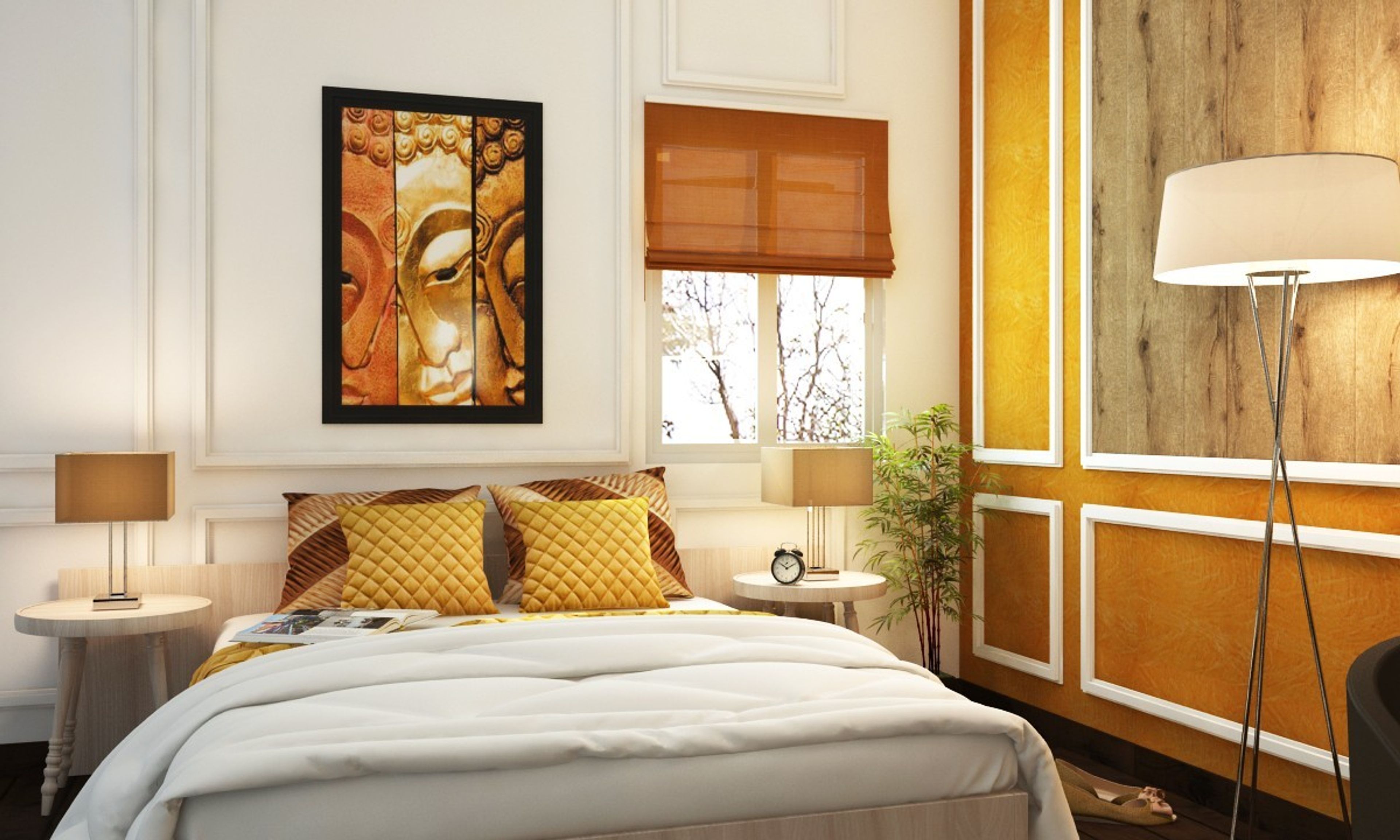 Classic Golden Yellow Guest Bedrom Design