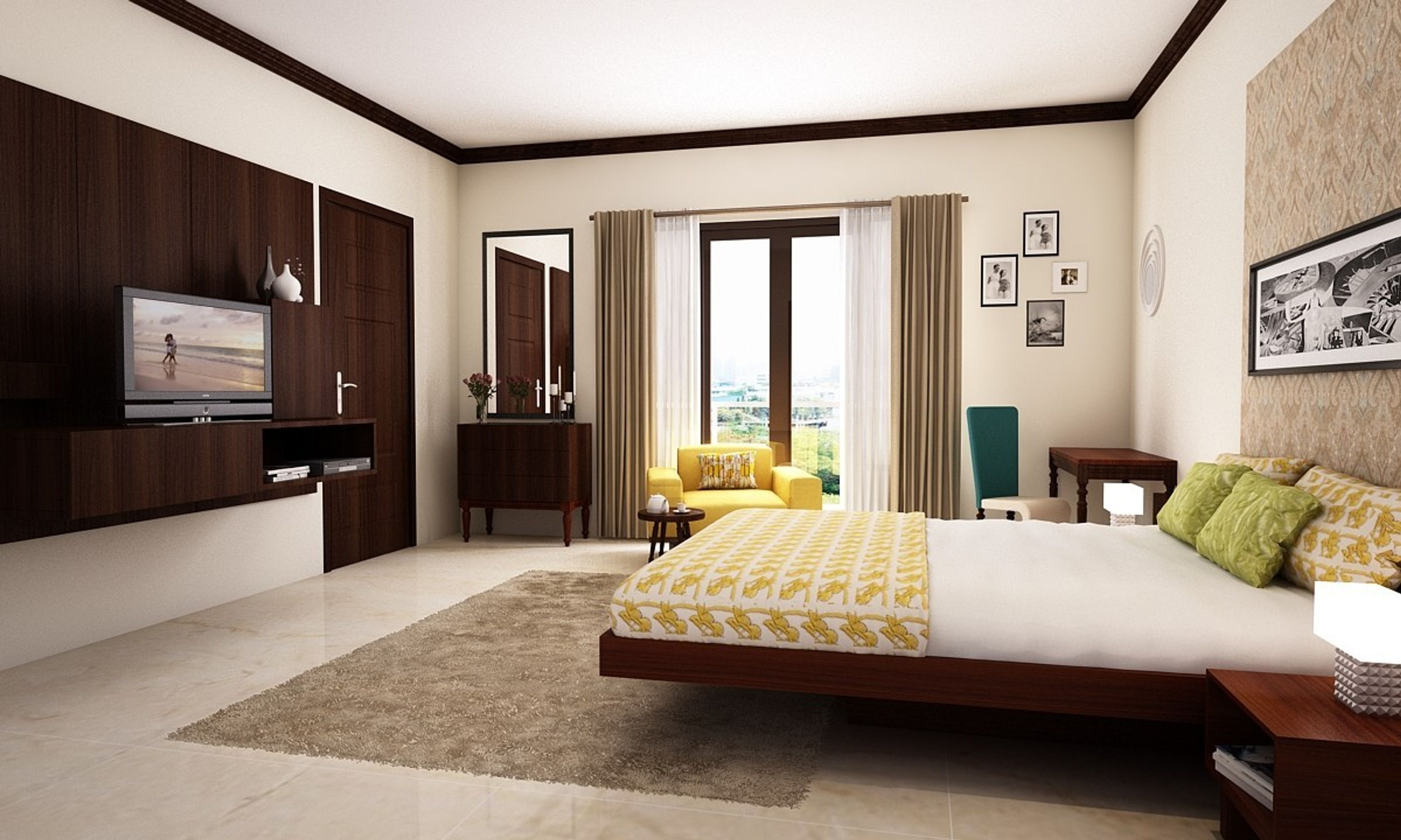 Contemporary Master Bedroom Design With Bedroom Tile Design