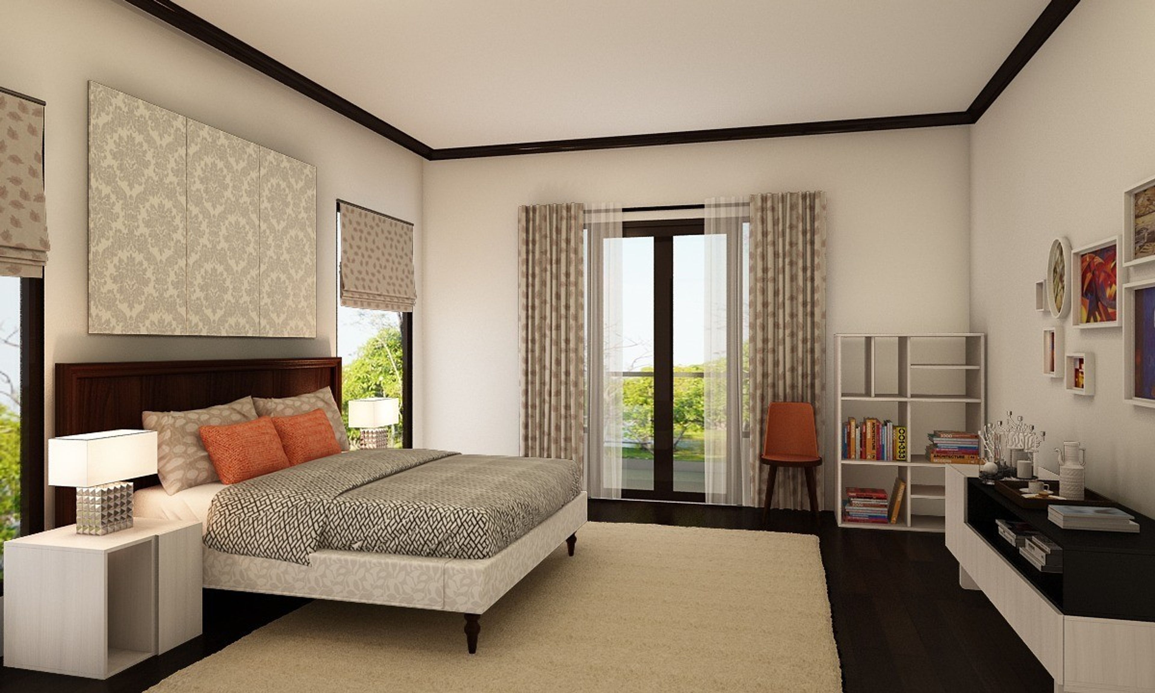 Modern Master Bedroom Design In Grey And Dark Brown