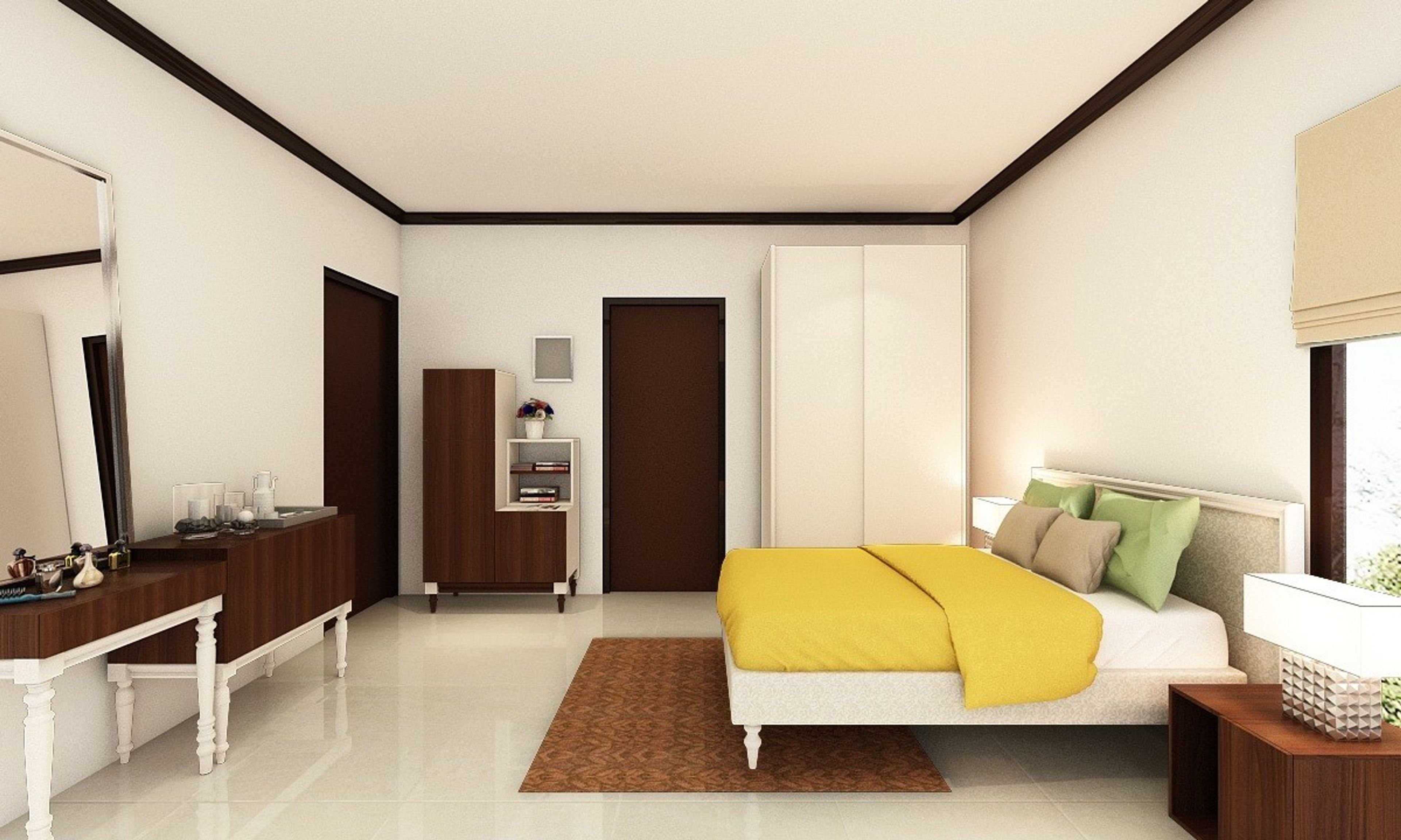 Modern Guest Bedroom Design In Brown And White