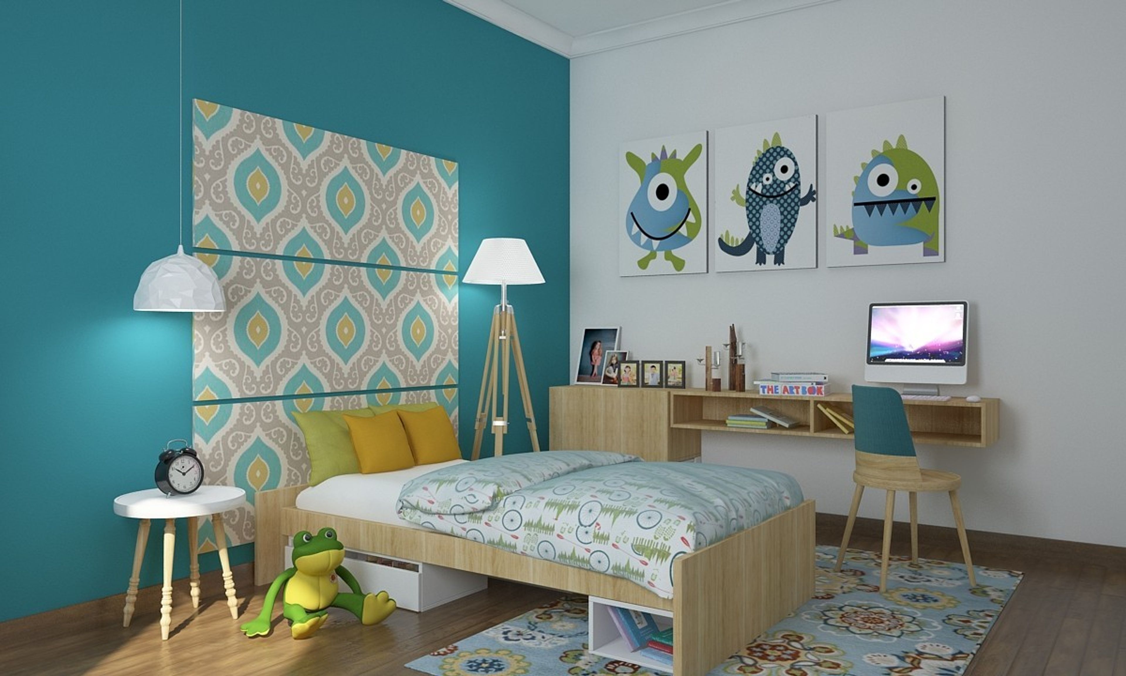 Contemporary Boy's Room Design With Dinosaur AnimeTheme