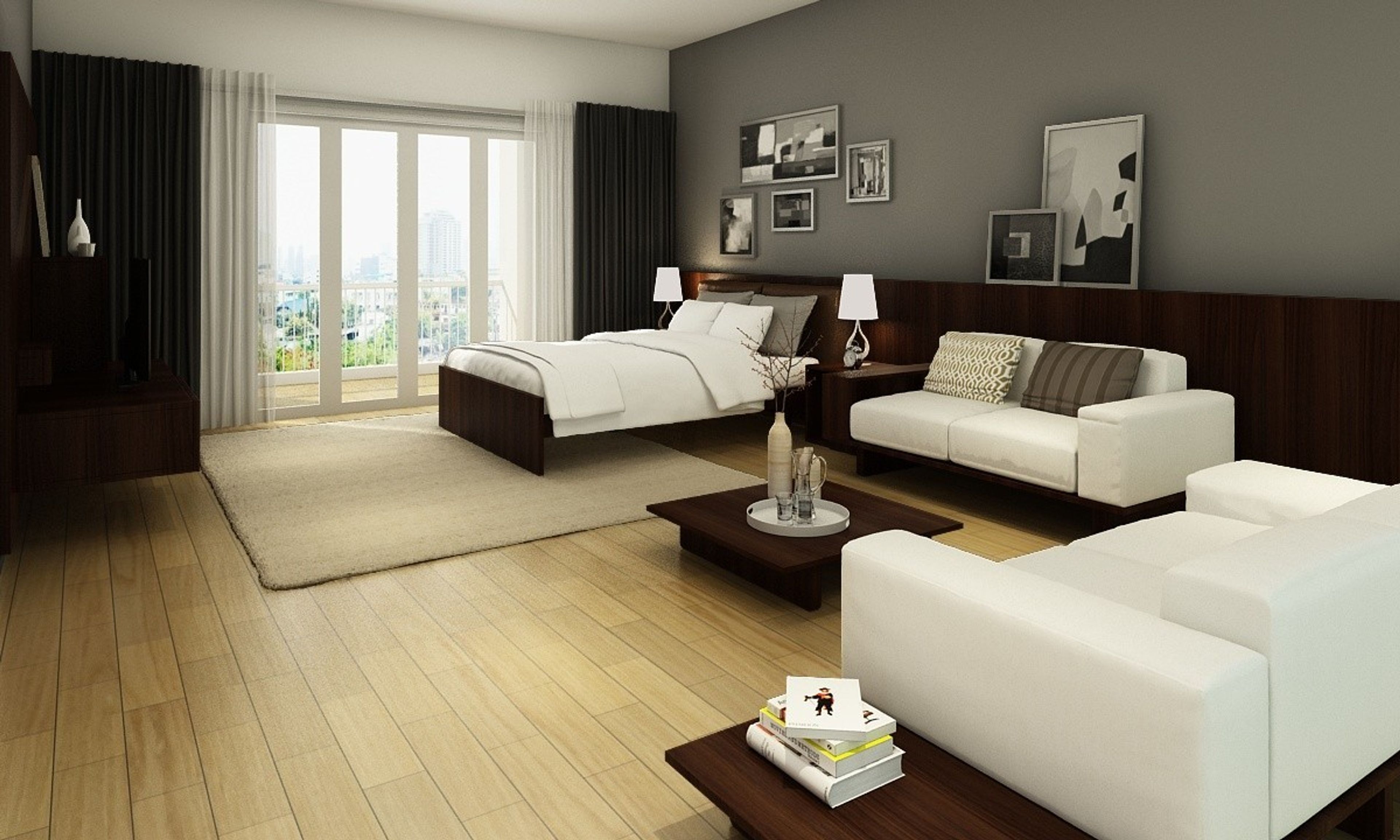 Contemporary Multifunctional Bedroom Design With Wall Paint